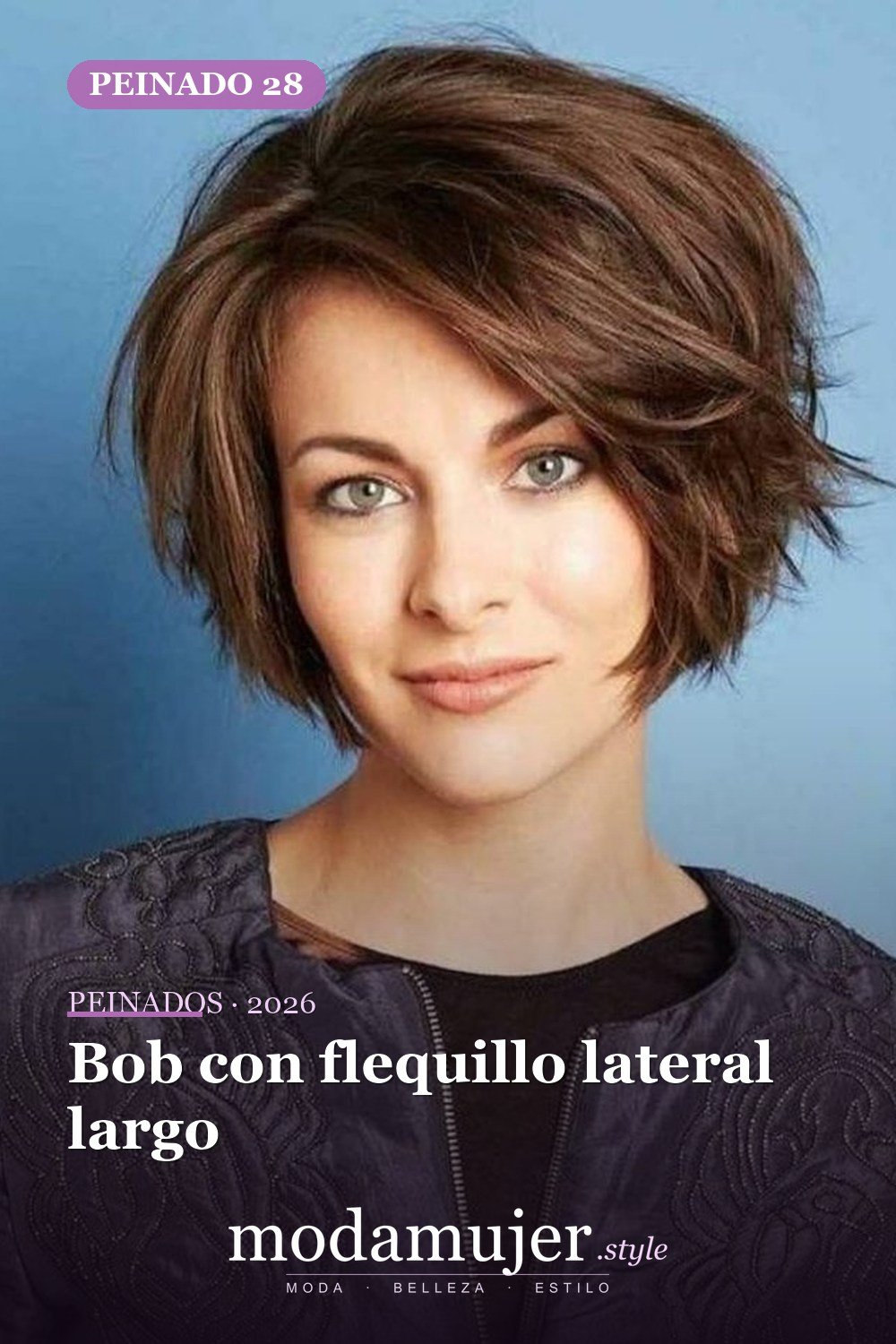 Bob con flequillo lateral largo — 54 peinados de moda de 40 para mujeres