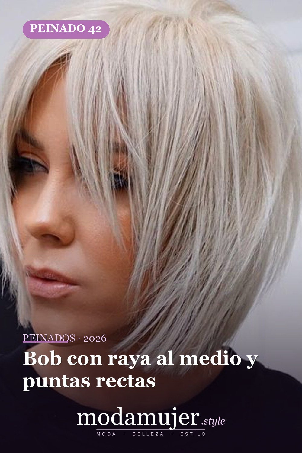 Bob con raya al medio y puntas rectas — 54 peinados de moda de 40 para mujeres