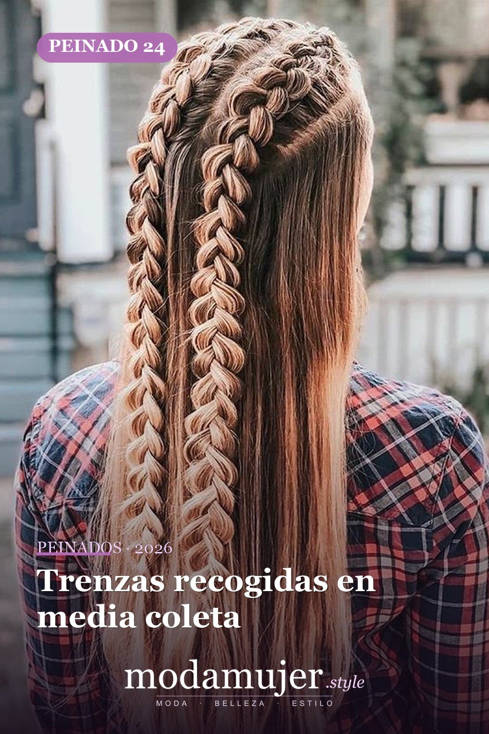 Trenzas recogidas en media coleta — 54 trenzas súper lindas para mujeres