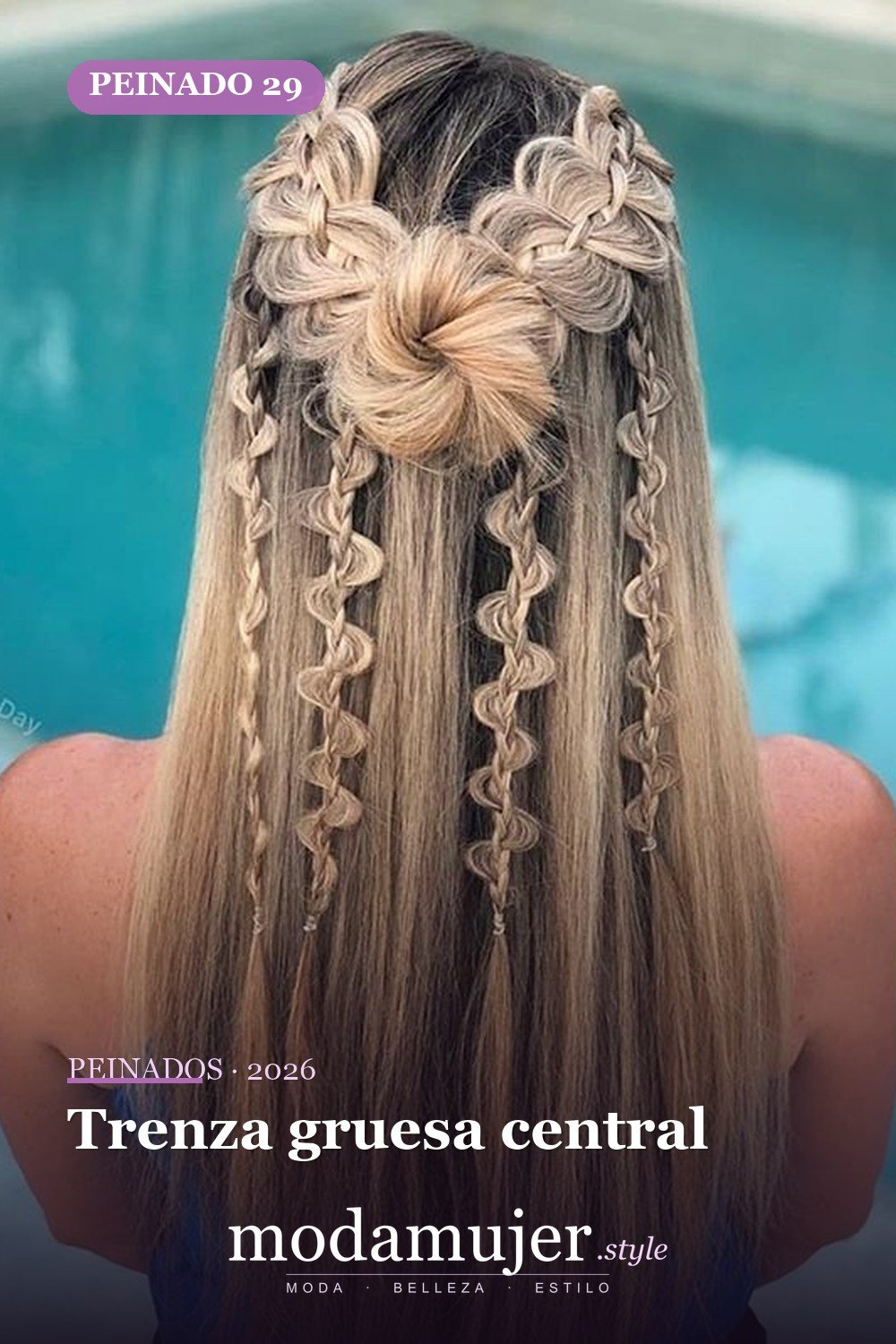 Trenza gruesa central — 54 trenzas súper lindas para mujeres
