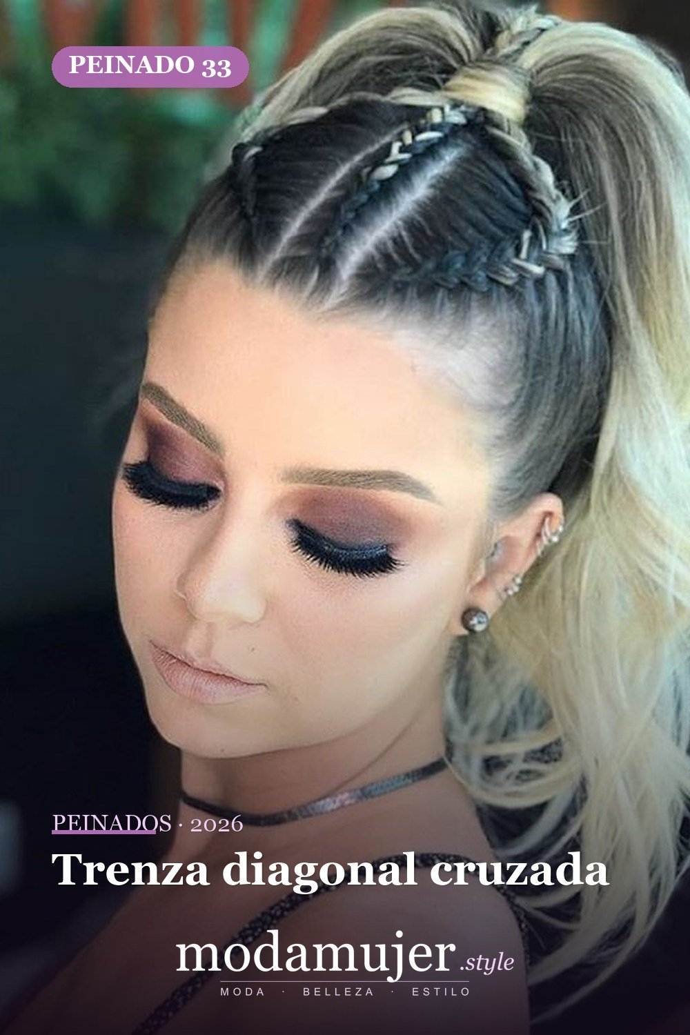 Trenza diagonal cruzada — 54 trenzas súper lindas para mujeres