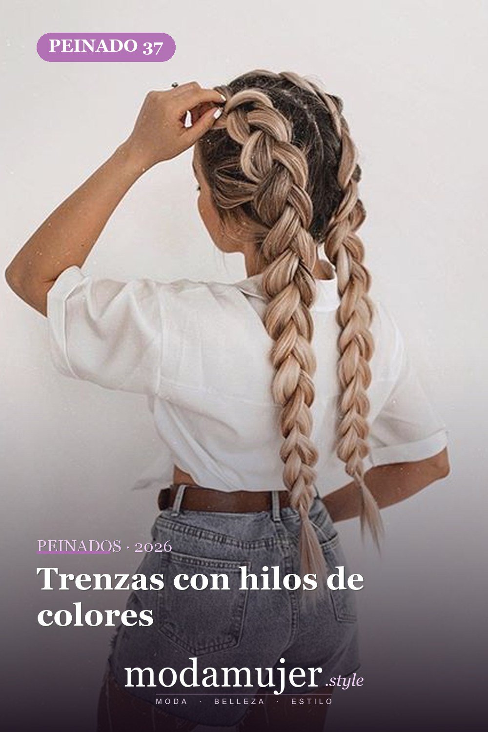 Trenzas con hilos de colores — 54 trenzas súper lindas para mujeres