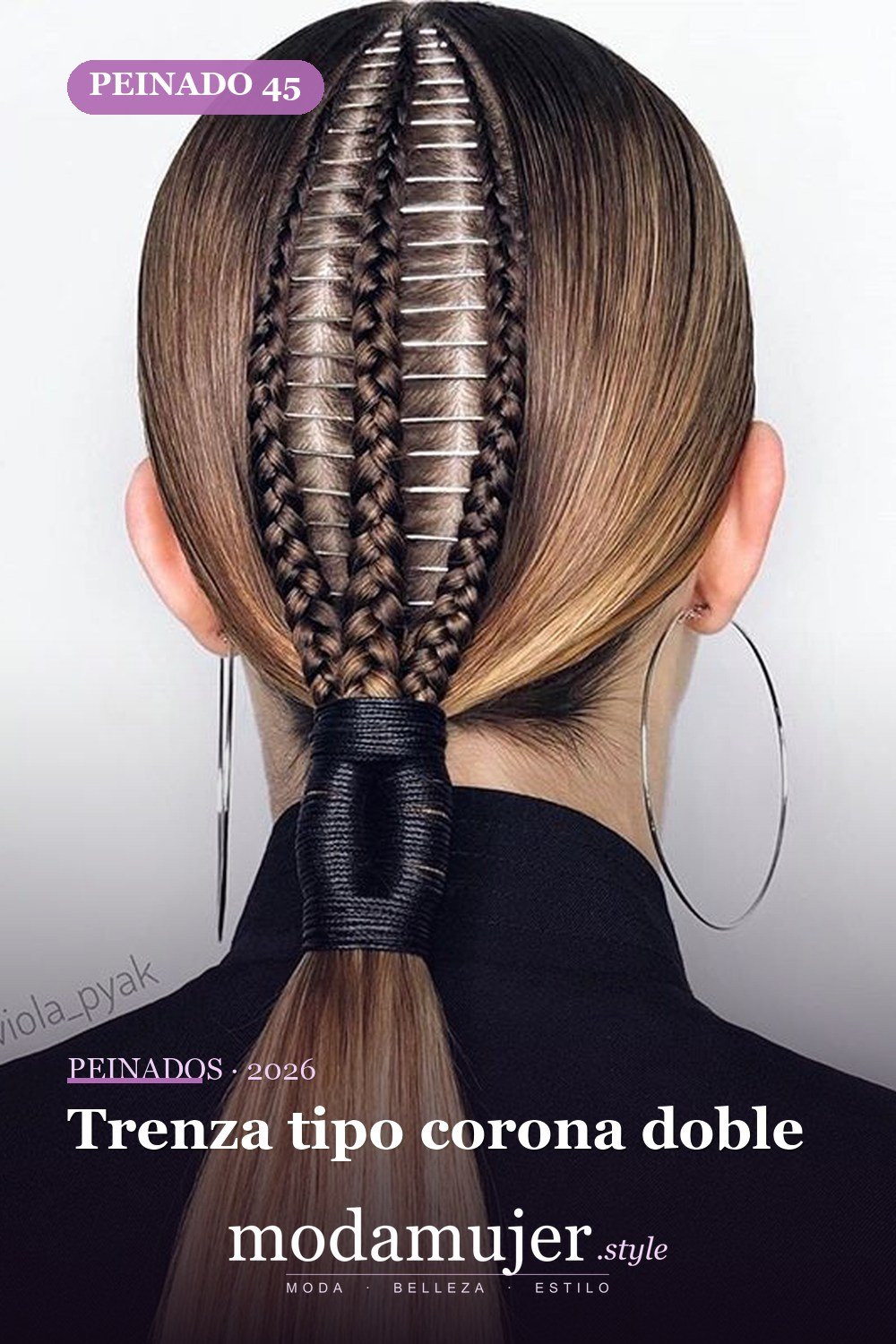 Trenza tipo corona doble — 54 trenzas súper lindas para mujeres
