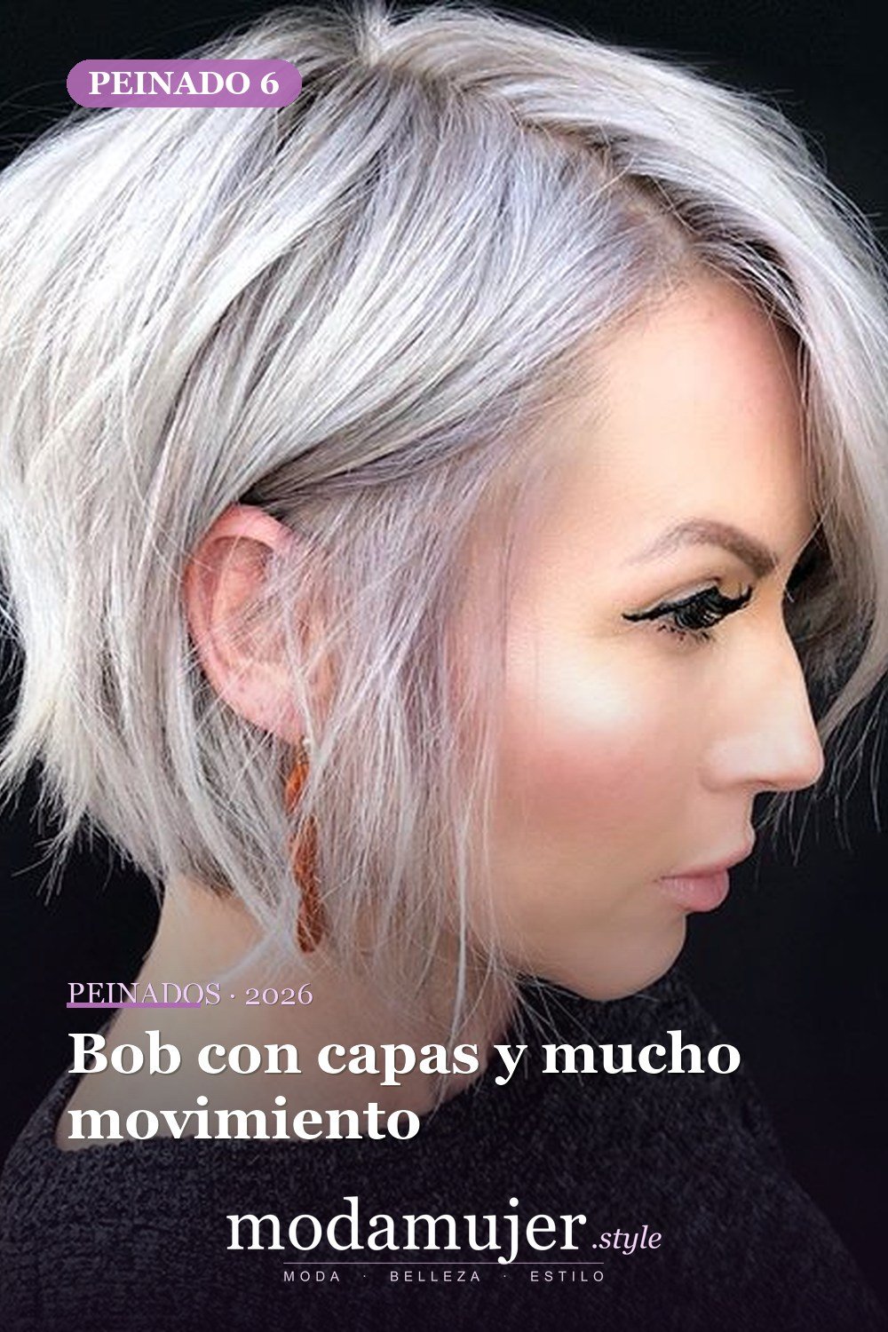 Bob con capas y mucho movimiento — 56 mejores peinados para mujeres con entradas o línea del cabello que retrocede