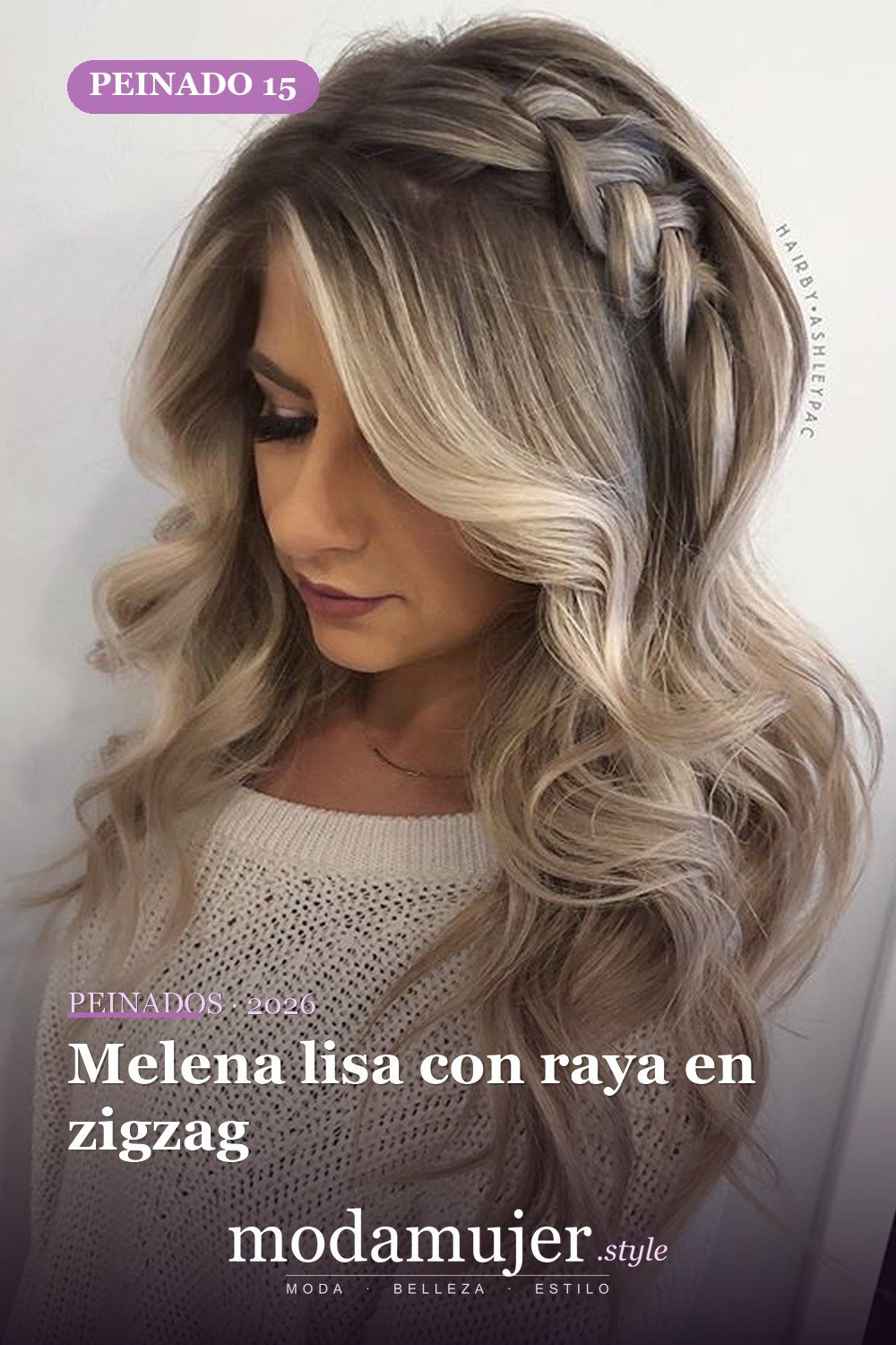 Melena lisa con raya en zigzag — 56 mejores peinados para mujeres con entradas o línea del cabello que retrocede