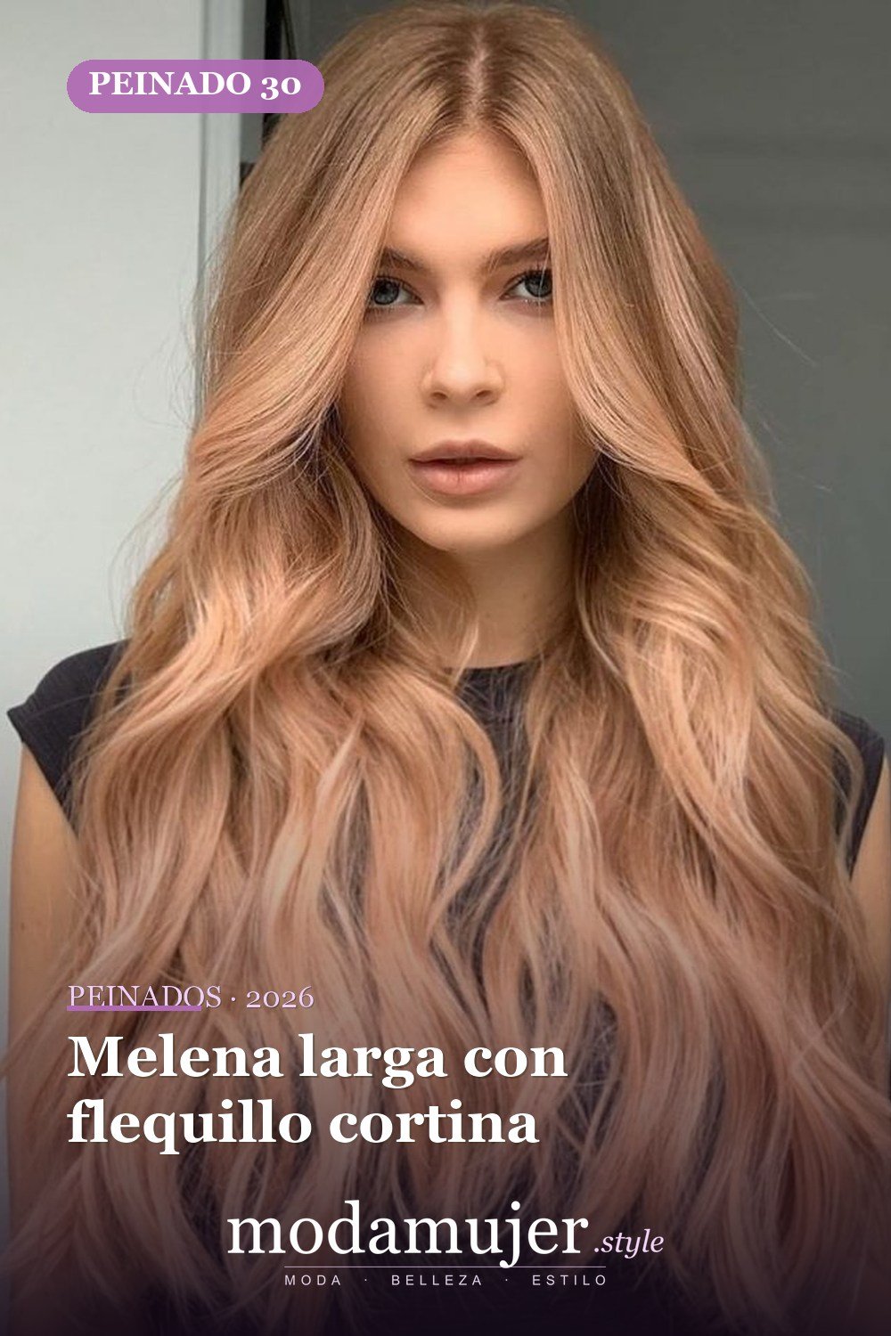 Melena larga con flequillo cortina — 56 mejores peinados para mujeres con entradas o línea del cabello que retrocede