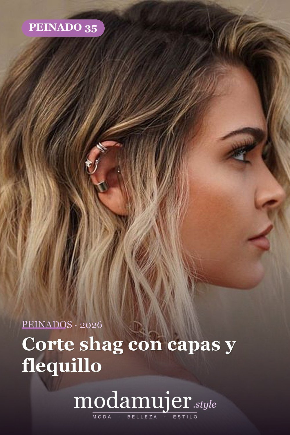 Corte shag con capas y flequillo — 56 mejores peinados para mujeres con entradas o línea del cabello que retrocede