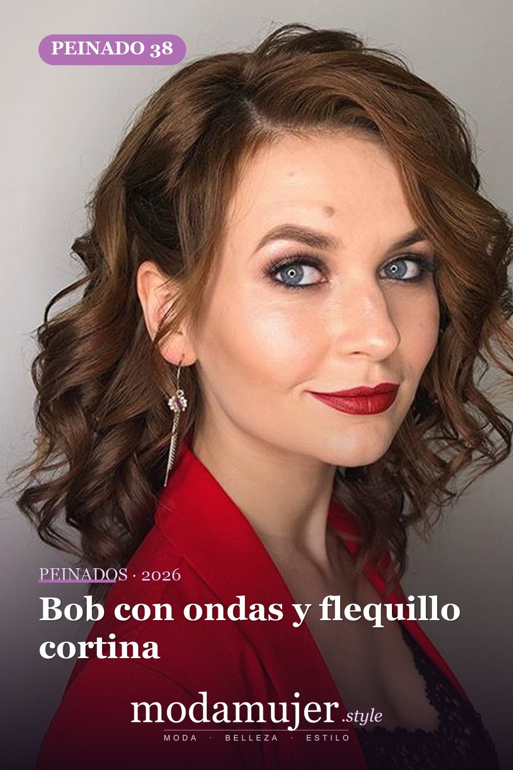 Bob con ondas y flequillo cortina — 56 mejores peinados para mujeres con entradas o línea del cabello que retrocede