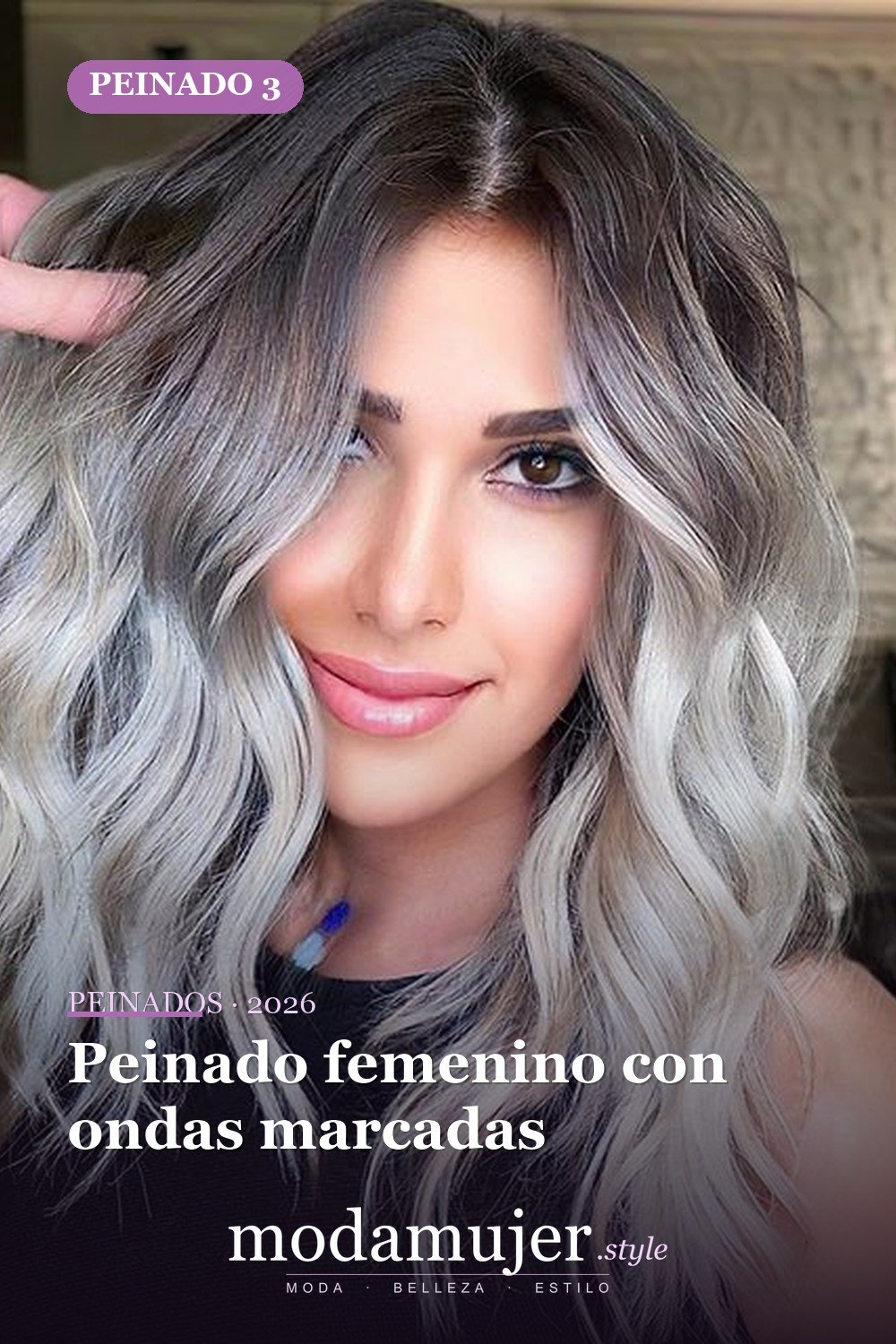 Peinado femenino con ondas marcadas — 56 peinados favorecedores para rostro alargado y estrecho