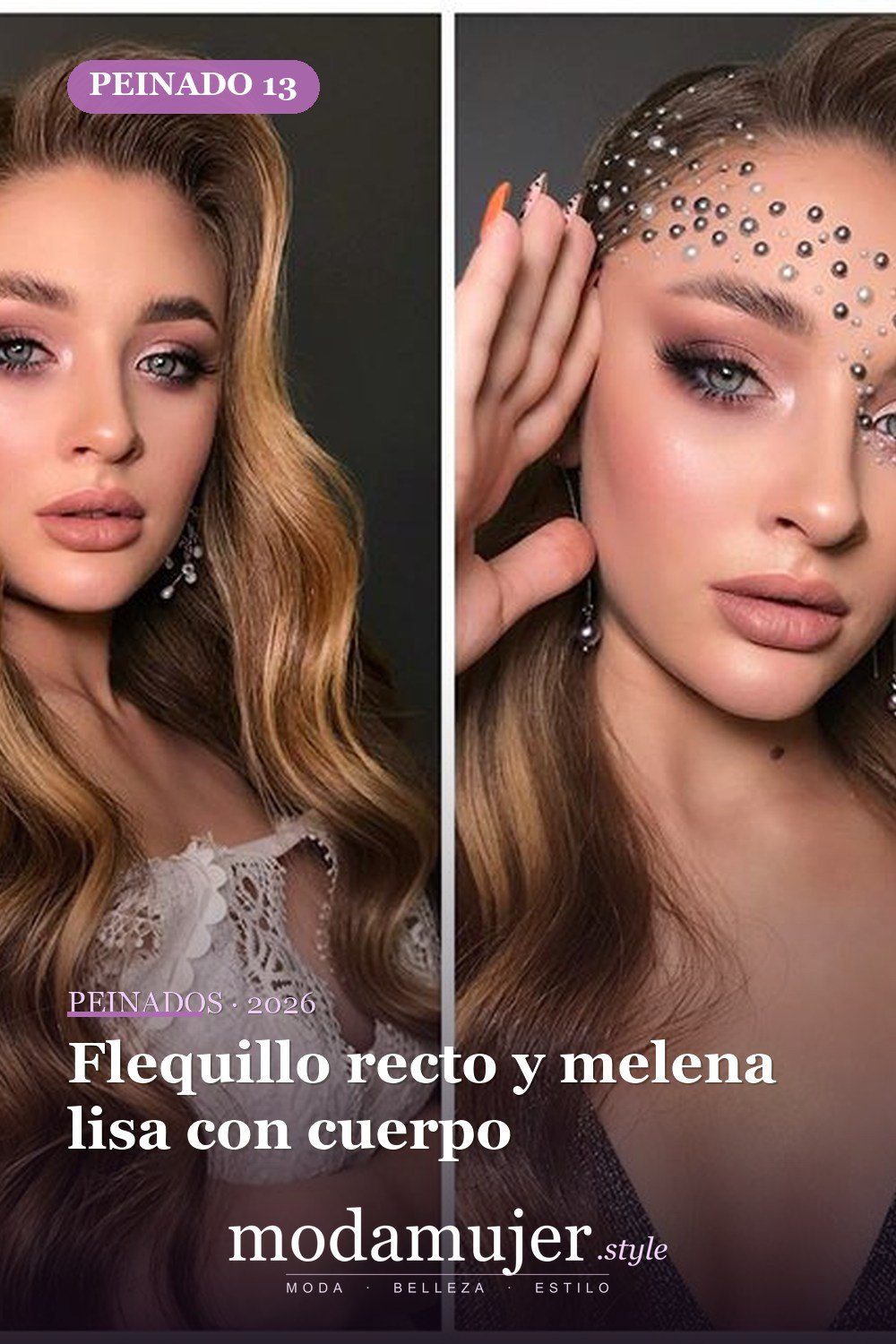 Flequillo recto y melena lisa con cuerpo — 56 peinados favorecedores para rostro alargado y estrecho