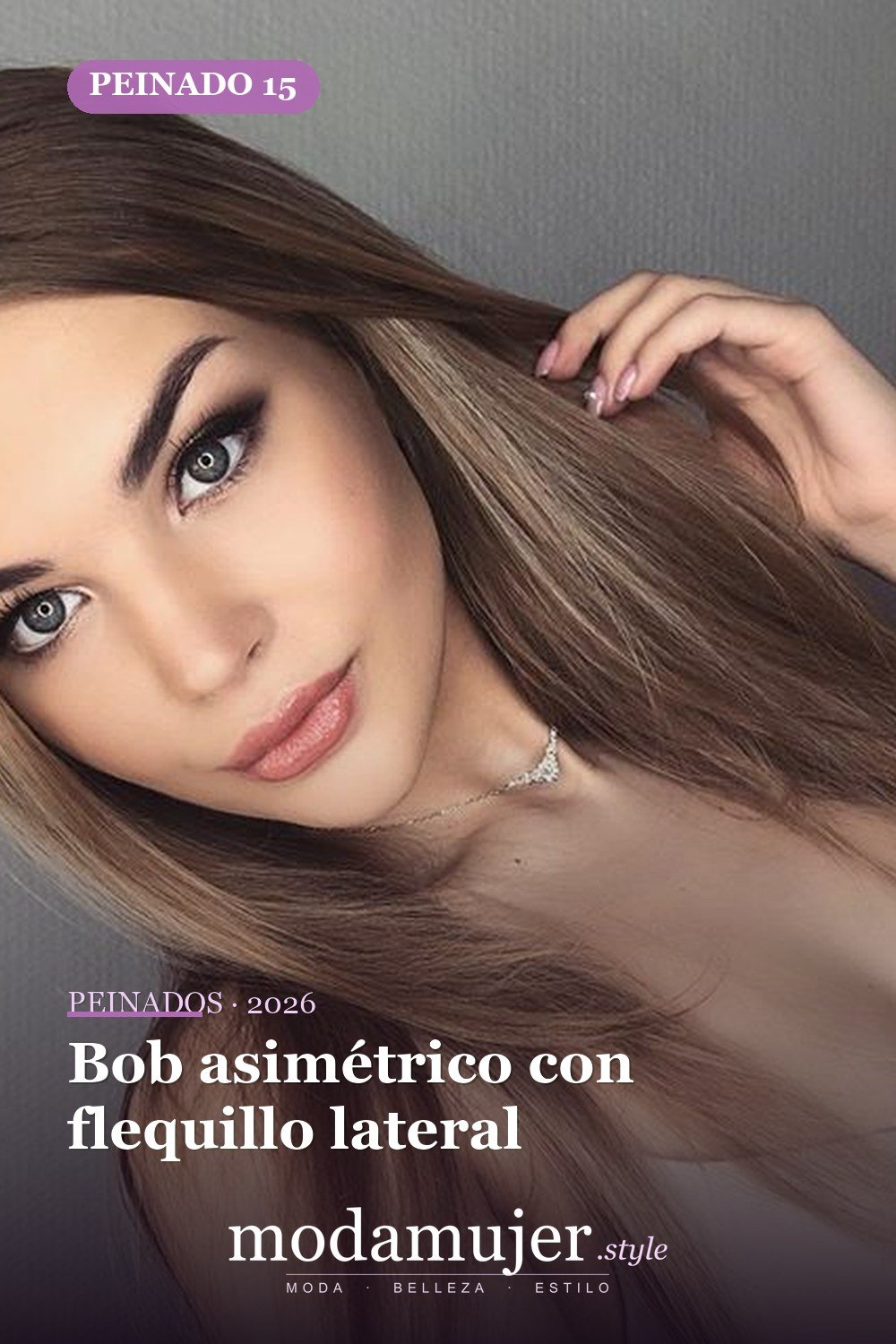 Bob asimétrico con flequillo lateral — 56 peinados favorecedores para rostro alargado y estrecho