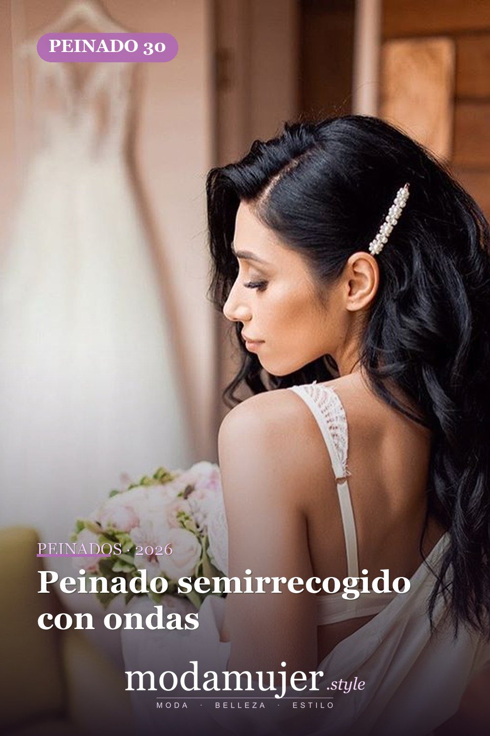 Peinado semirrecogido con ondas — 56 peinados favorecedores para rostro alargado y estrecho