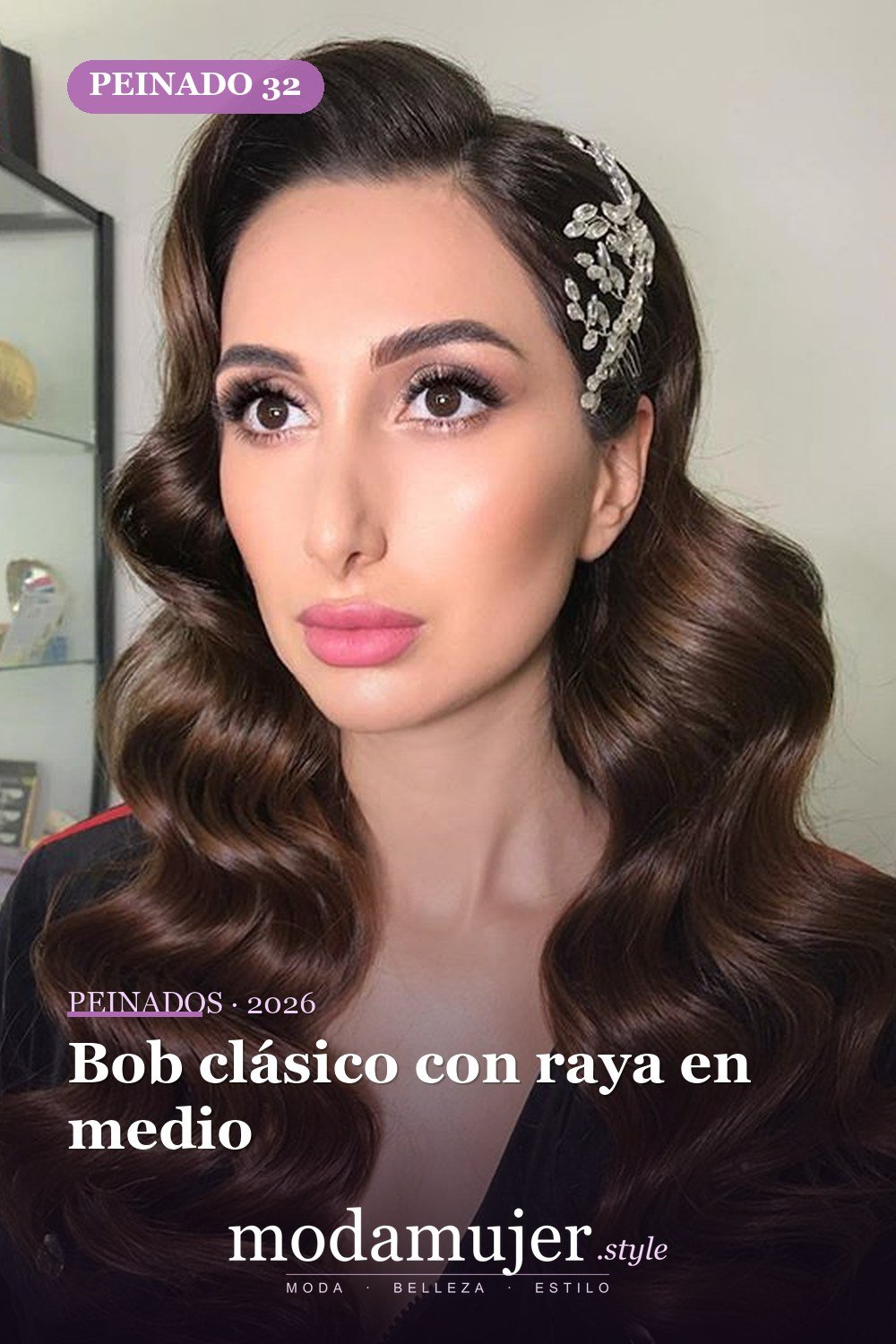 Bob clásico con raya en medio — 56 peinados favorecedores para rostro alargado y estrecho