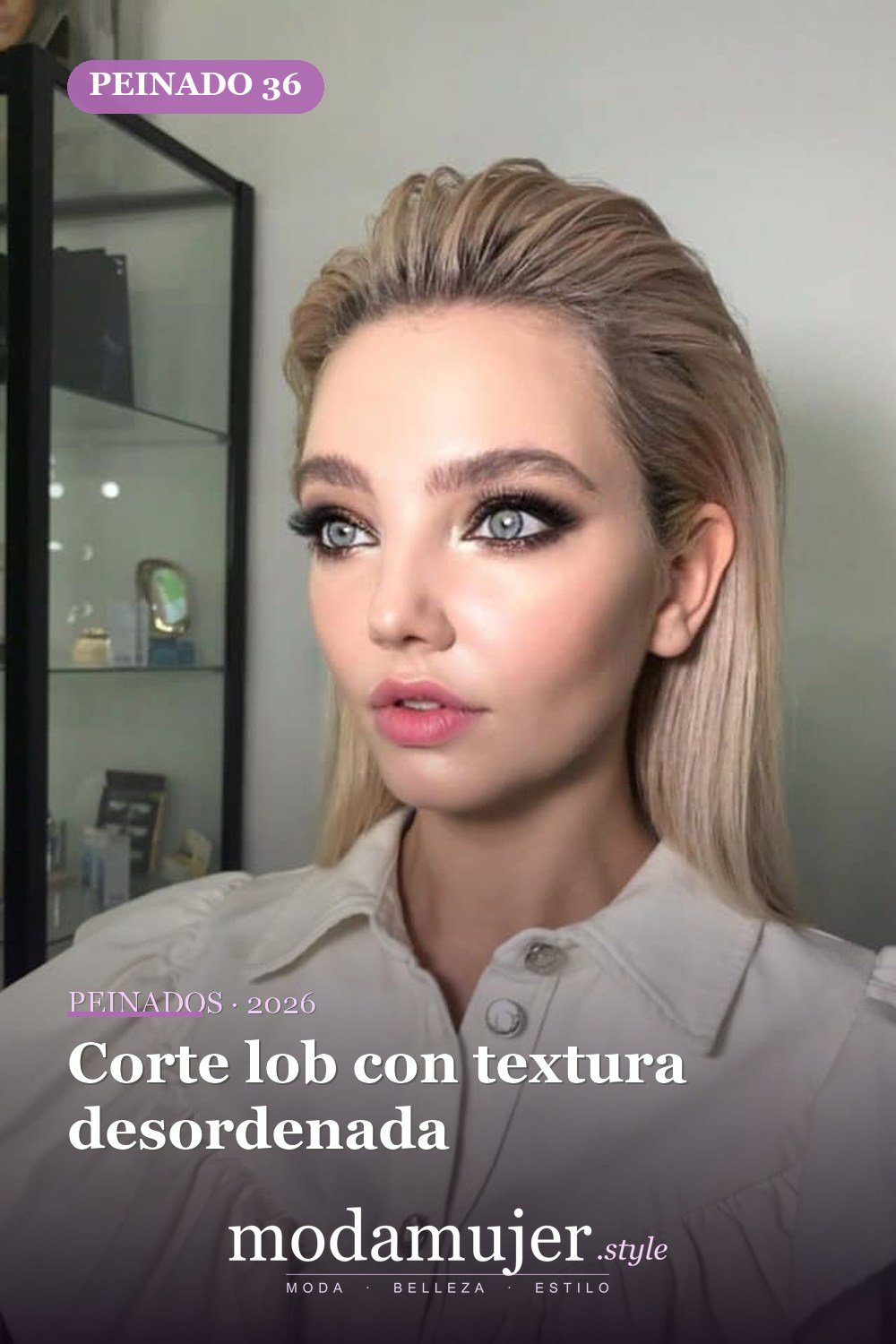 Corte lob con textura desordenada — 56 peinados favorecedores para rostro alargado y estrecho