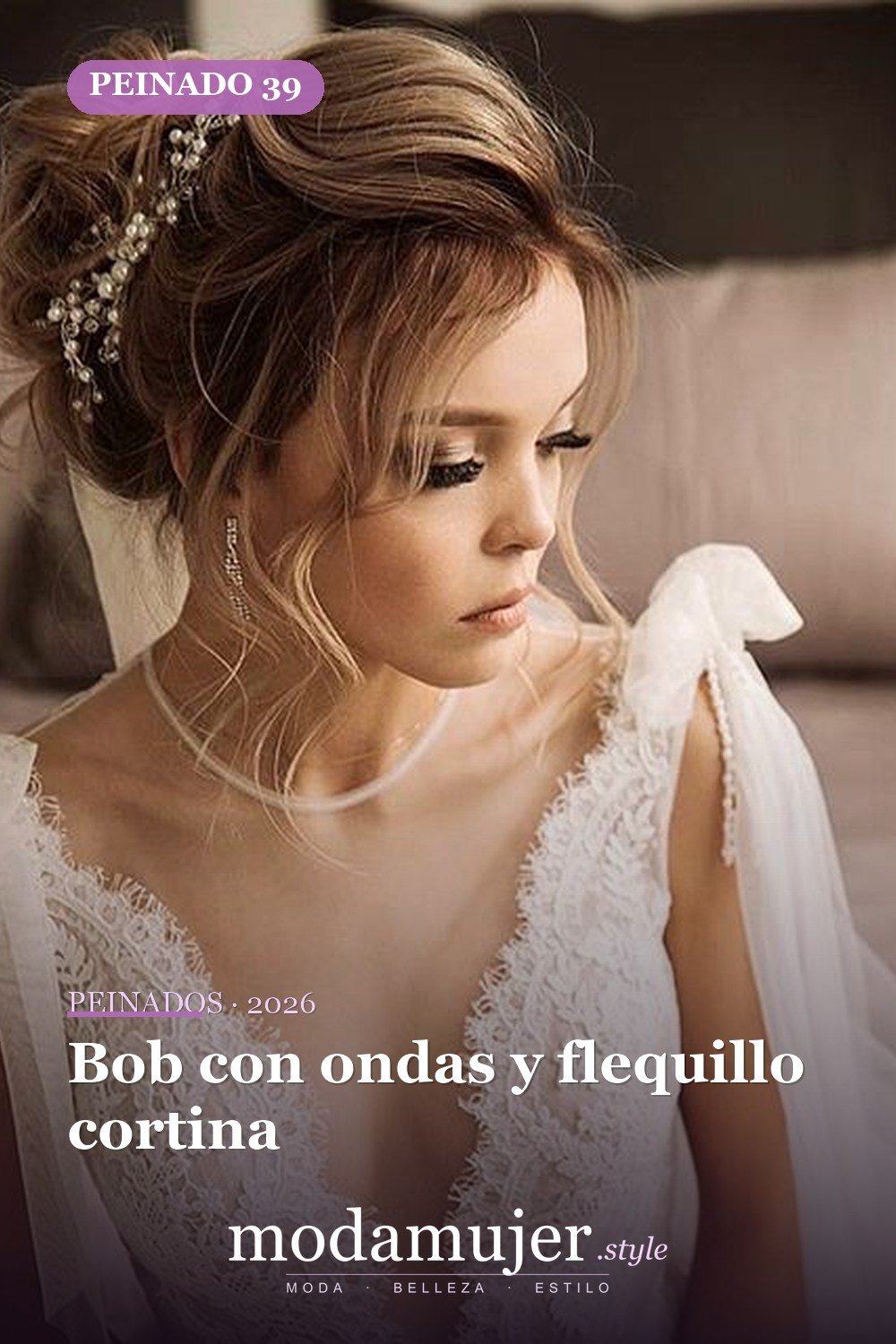 Bob con ondas y flequillo cortina — 56 peinados favorecedores para rostro alargado y estrecho