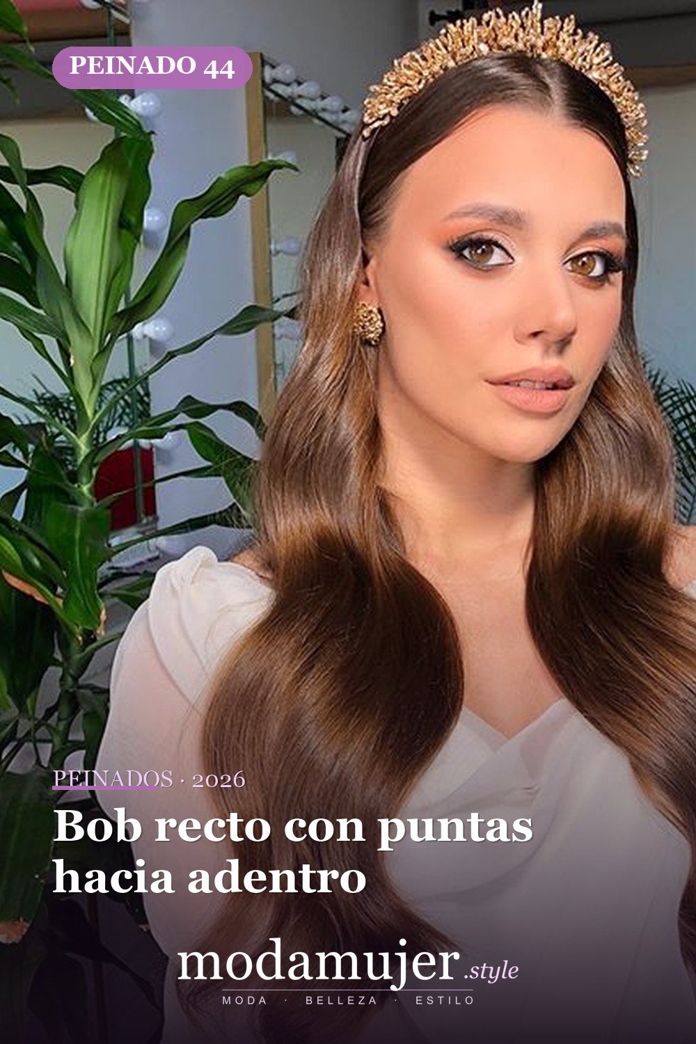 Bob recto con puntas hacia adentro — 56 peinados favorecedores para rostro alargado y estrecho