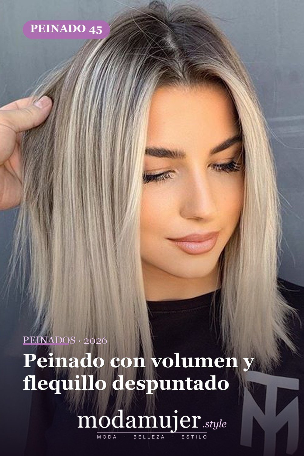 Peinado con volumen y flequillo despuntado — 56 peinados favorecedores para rostro alargado y estrecho