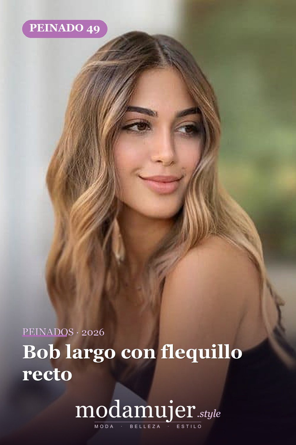 Bob largo con flequillo recto — 56 peinados favorecedores para rostro alargado y estrecho