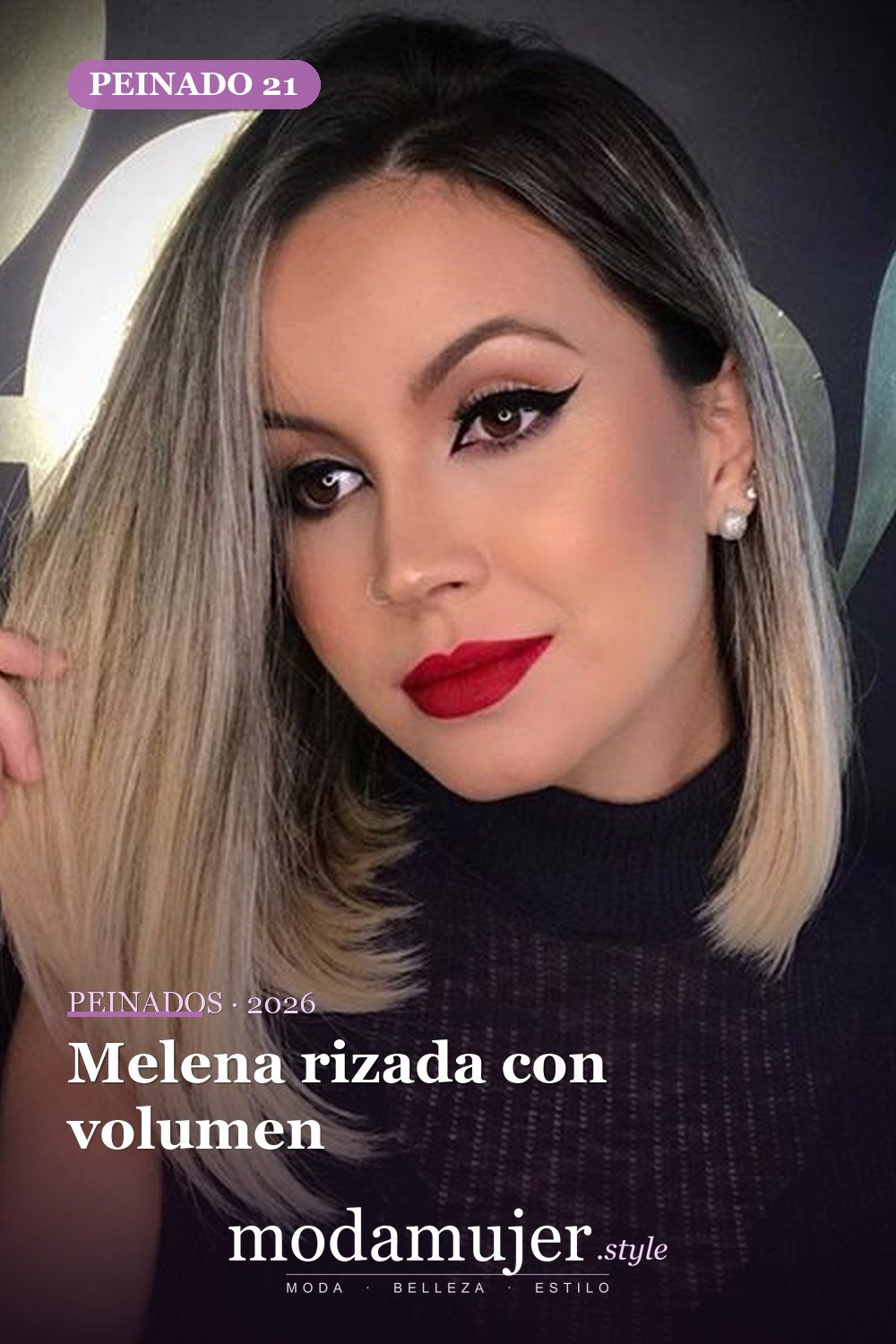 Melena rizada con volumen — 57 peinados favorecedores para cara ovalada