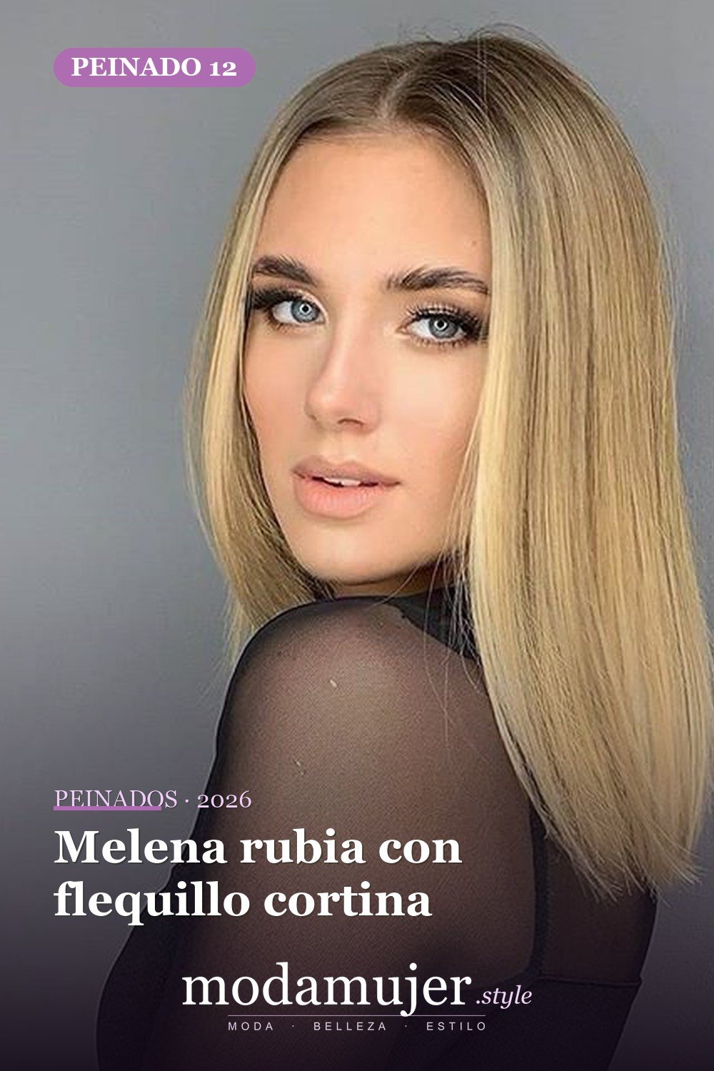 Melena rubia con flequillo cortina — 58 increíbles peinados rubios que te hacen elegante