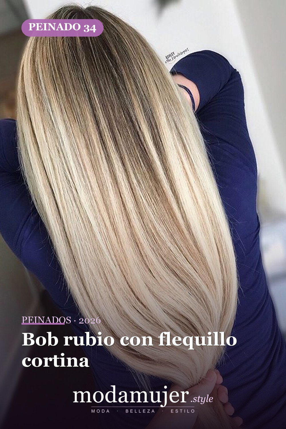Bob rubio con flequillo cortina — 58 increíbles peinados rubios que te hacen elegante