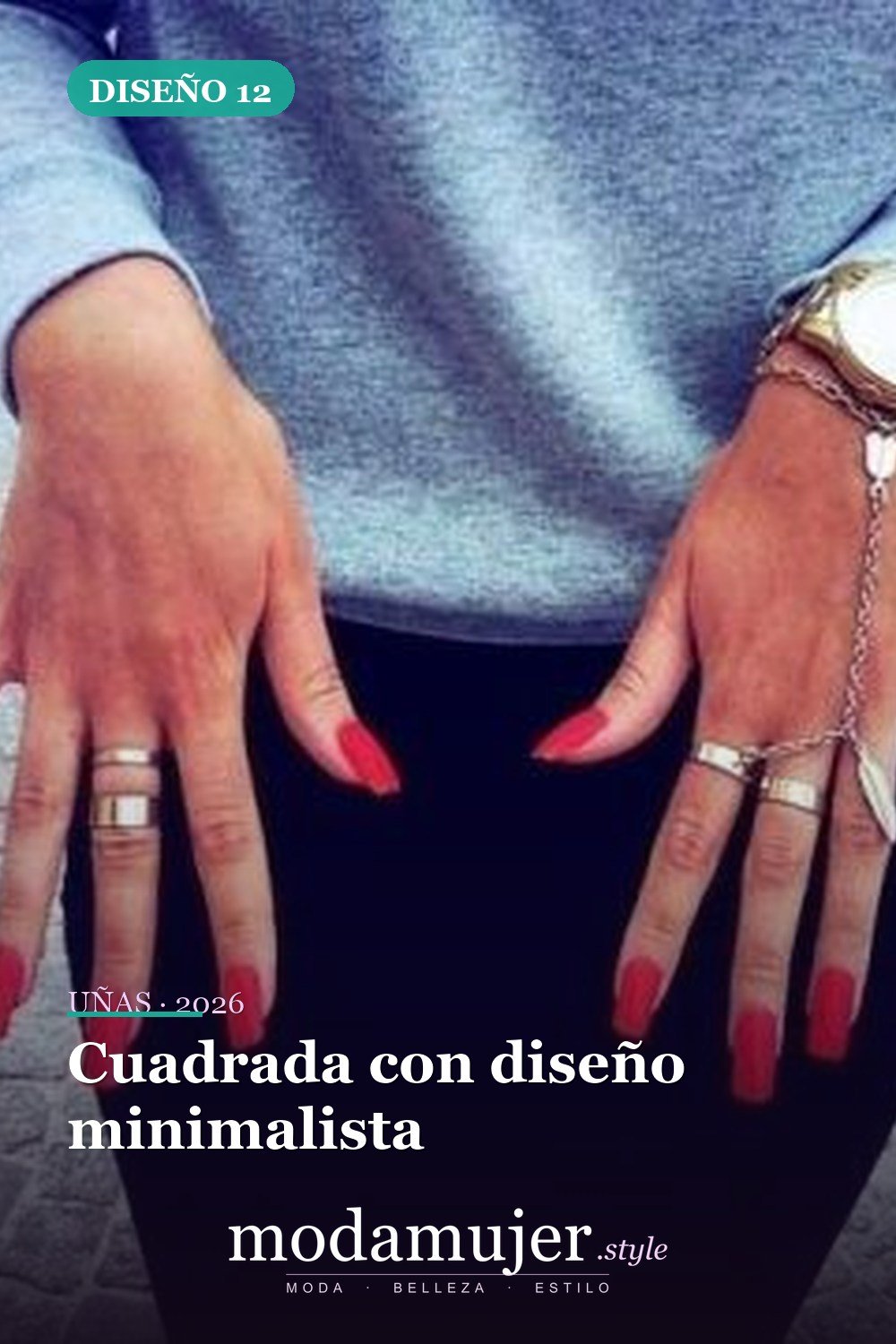 Cuadrada con diseño minimalista — 6 formas de uñas absolutamente hermosas que debes probar