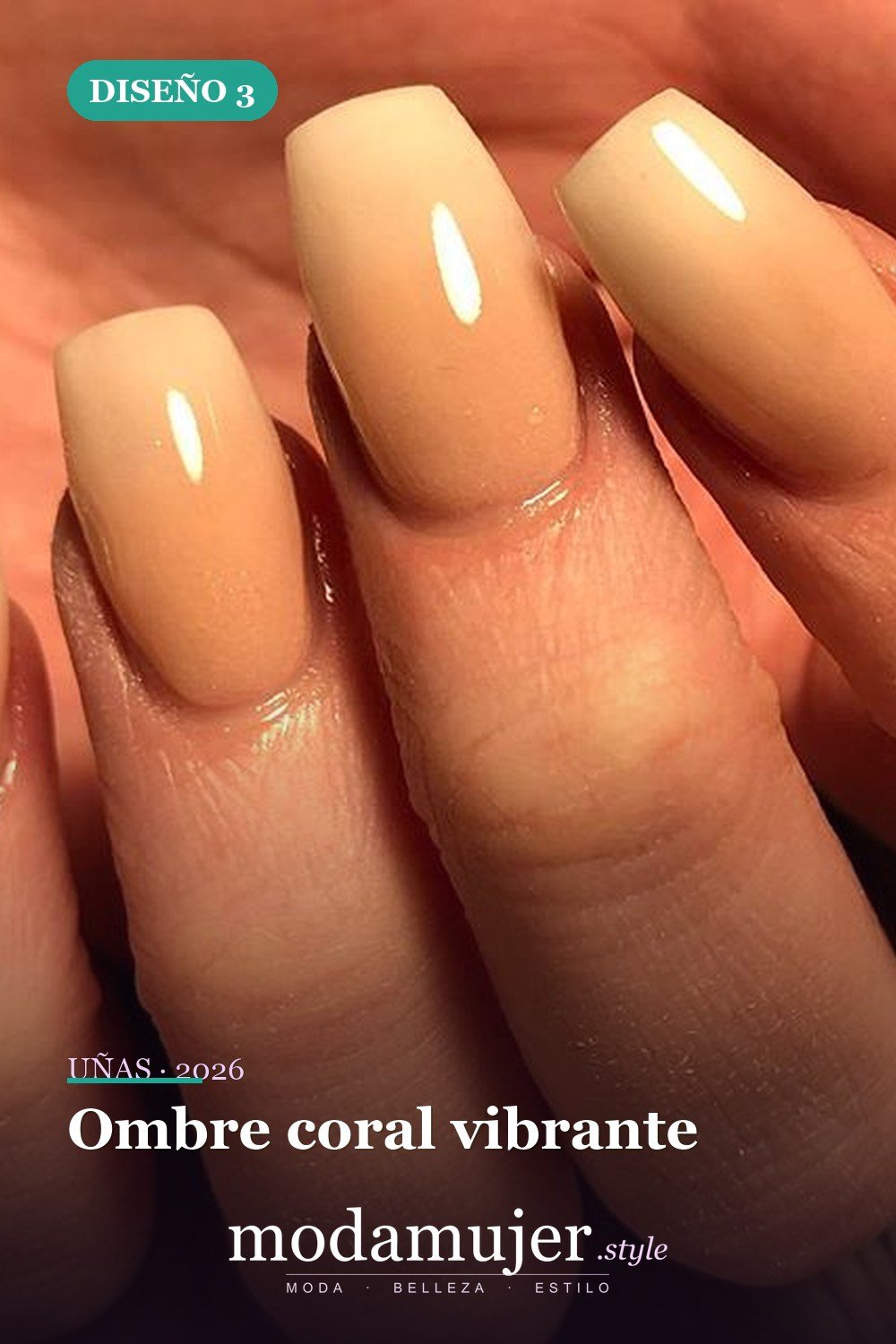 Ombre coral vibrante — 60 hermosos diseños de uñas ombre que te encantarán