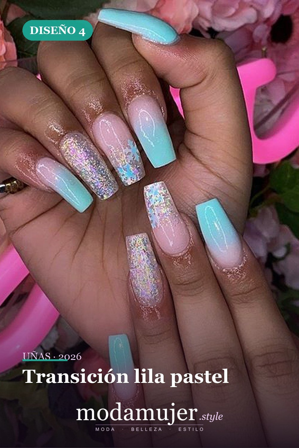 Transición lila pastel — 60 hermosos diseños de uñas ombre que te encantarán