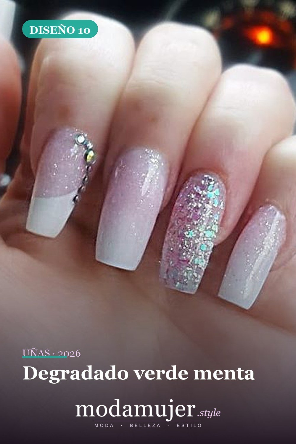 Degradado verde menta — 60 hermosos diseños de uñas ombre que te encantarán