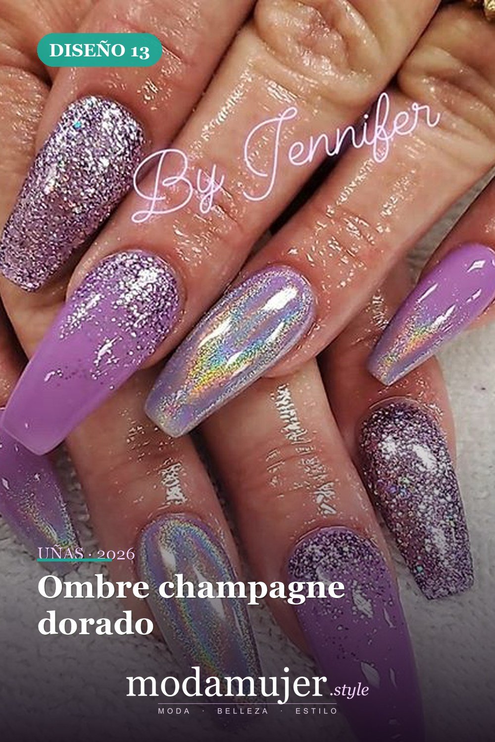 Ombre champagne dorado — 60 hermosos diseños de uñas ombre que te encantarán