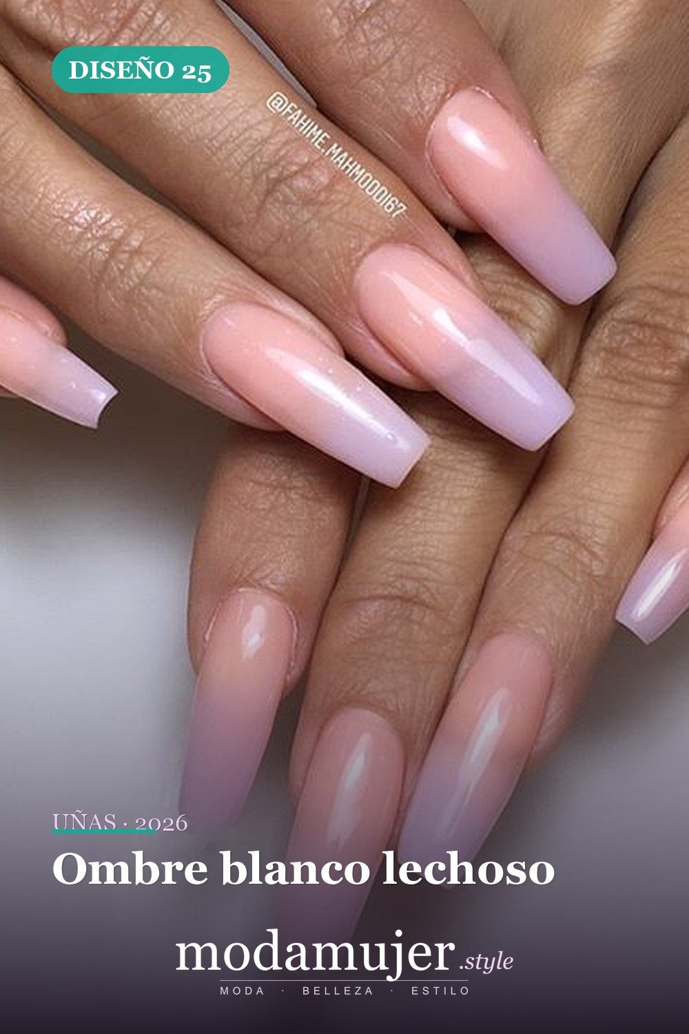 Ombre blanco lechoso — 60 hermosos diseños de uñas ombre que te encantarán