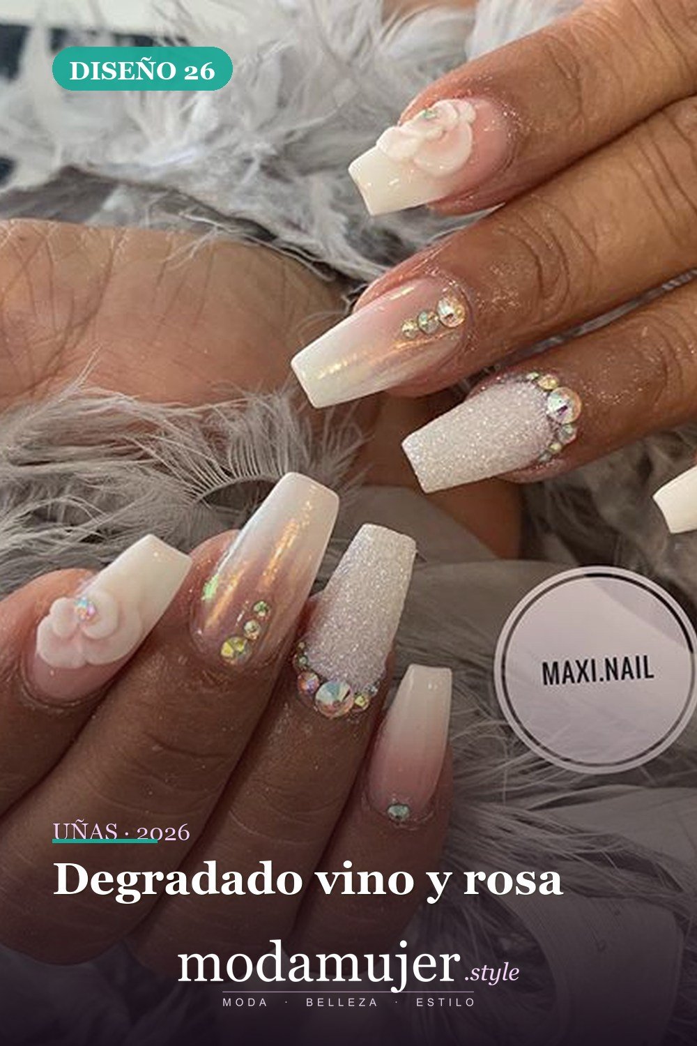 Degradado vino y rosa — 60 hermosos diseños de uñas ombre que te encantarán
