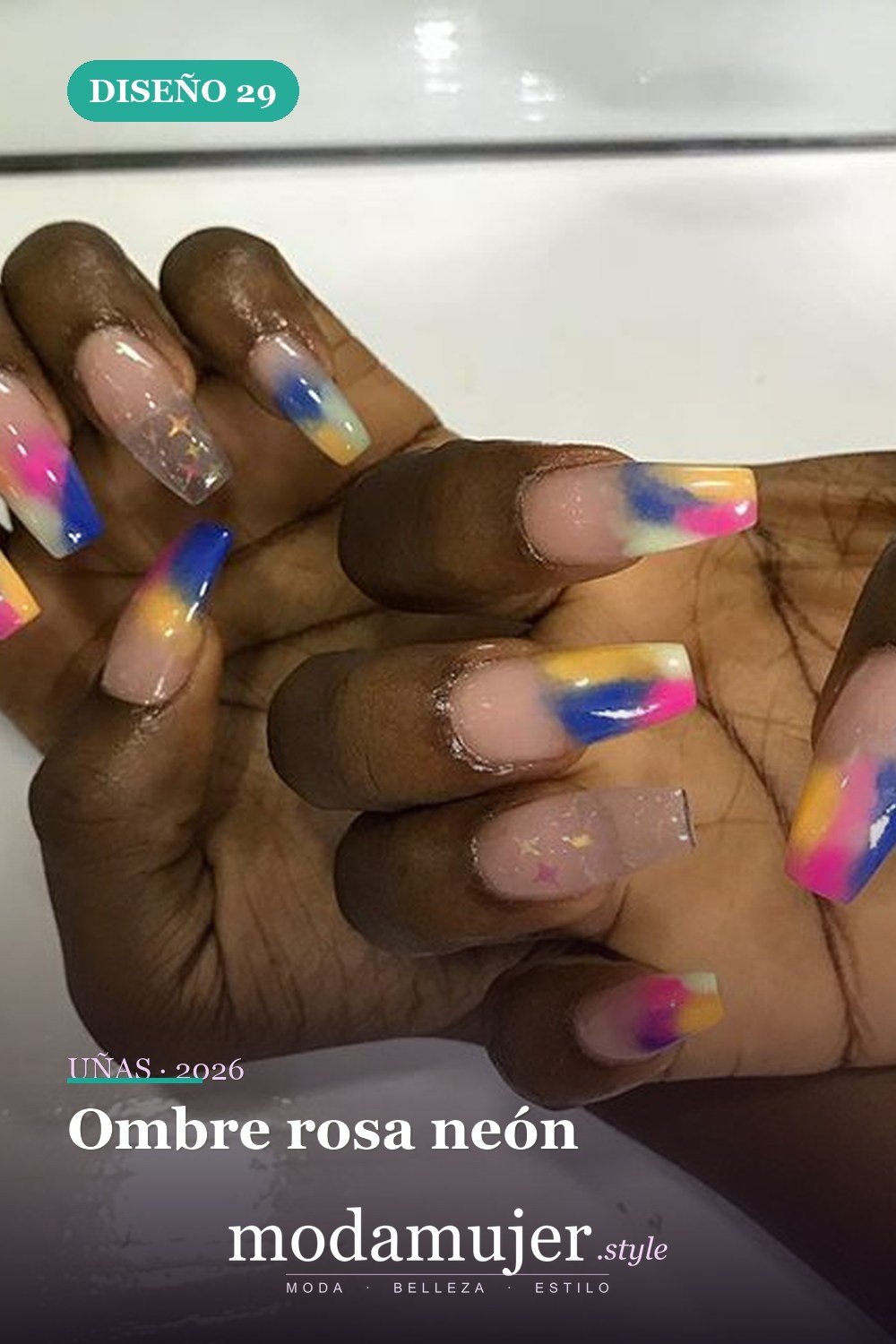Ombre rosa neón — 60 hermosos diseños de uñas ombre que te encantarán