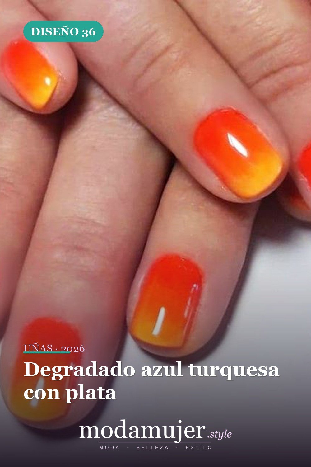 Degradado azul turquesa con plata — 60 hermosos diseños de uñas ombre que te encantarán