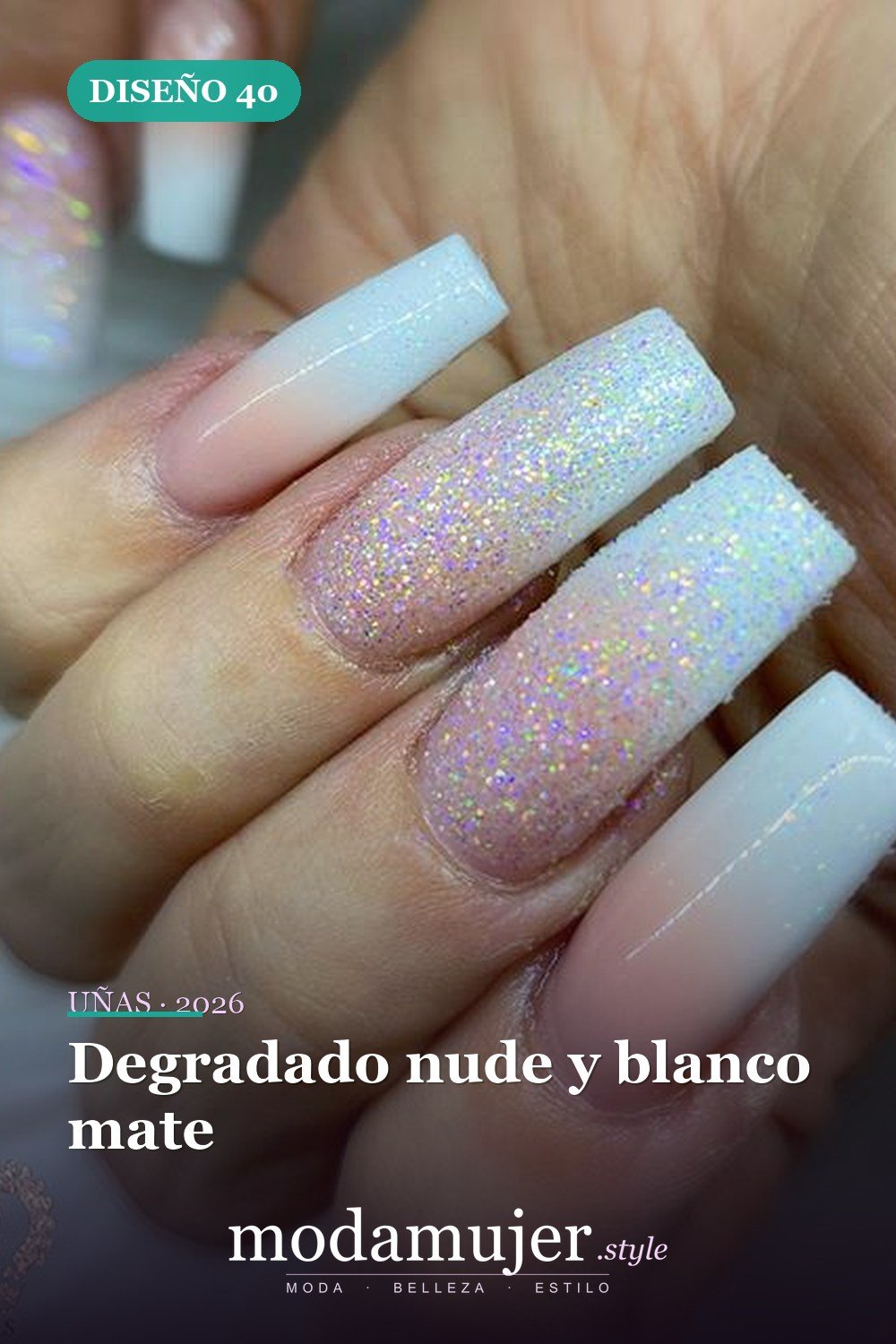 Degradado nude y blanco mate — 60 hermosos diseños de uñas ombre que te encantarán