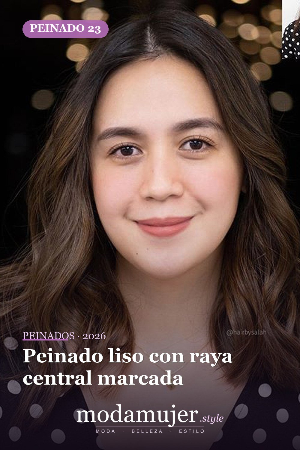 Peinado liso con raya central marcada — 60 increíbles peinados hasta el hombro para elegir