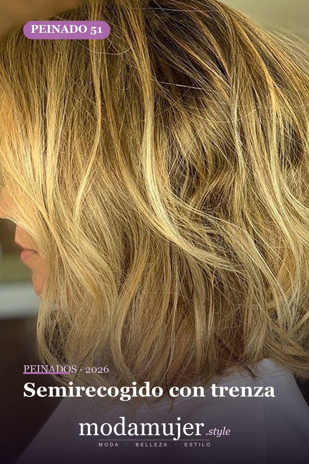 Semirecogido con trenza — 60 increíbles peinados hasta el hombro para elegir