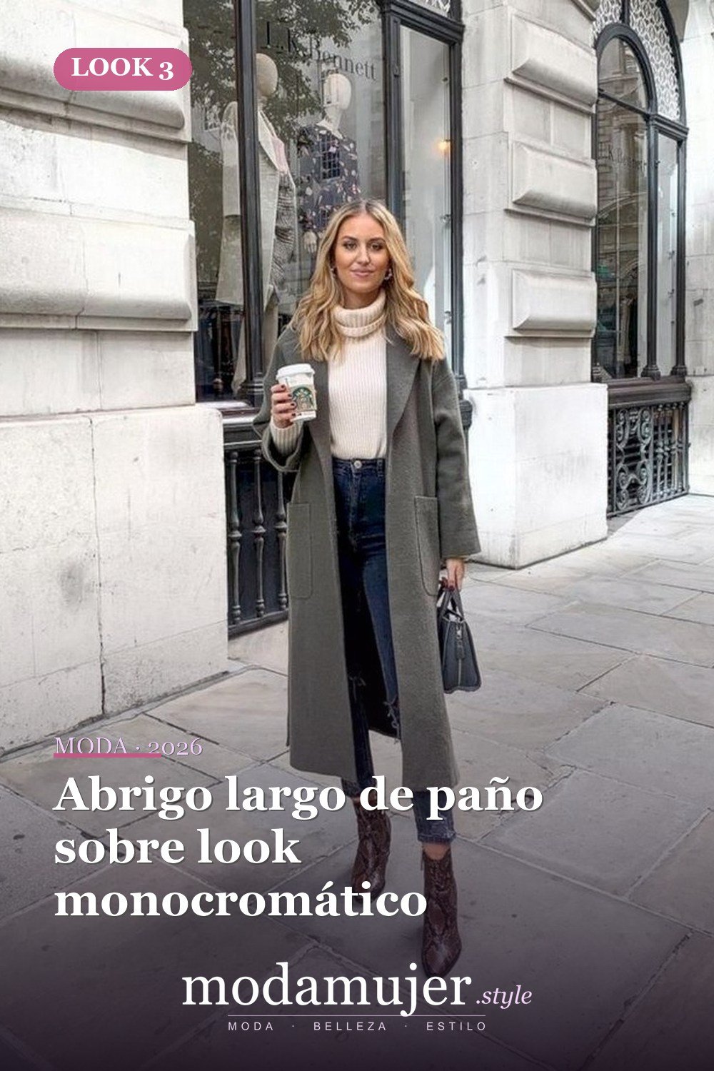 Abrigo largo de paño sobre look monocromático — 60+ Las mejores ideas de trajes de invierno de trabajo que te hacen más genial