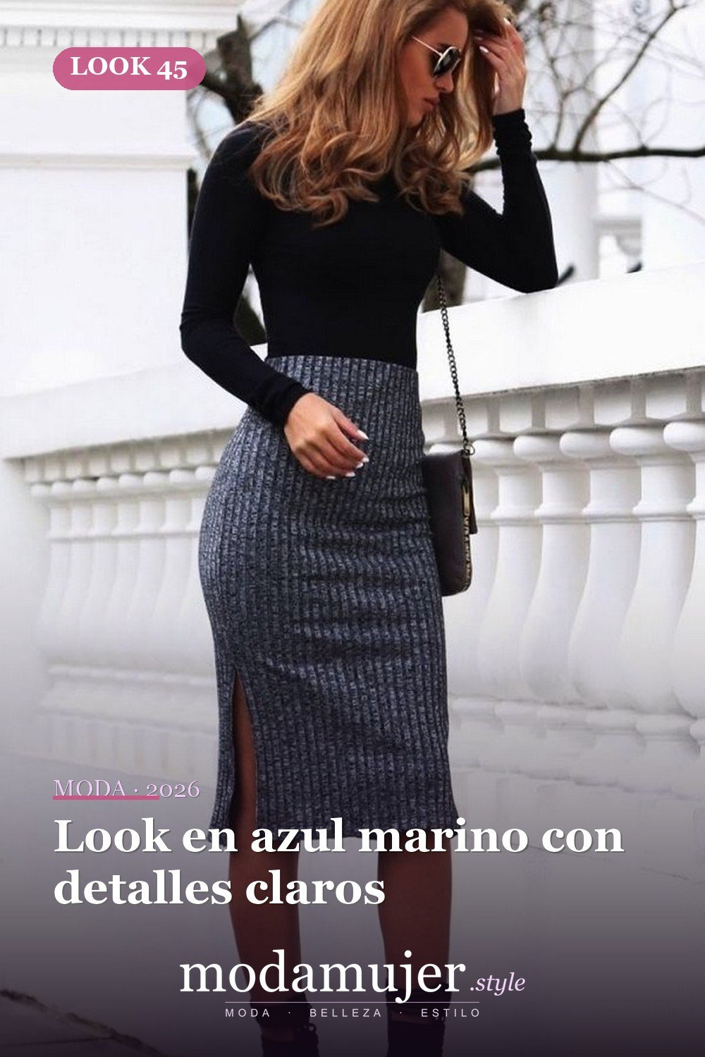 Look en azul marino con detalles claros — 60+ Las mejores ideas de trajes de invierno de trabajo que te hacen más genial