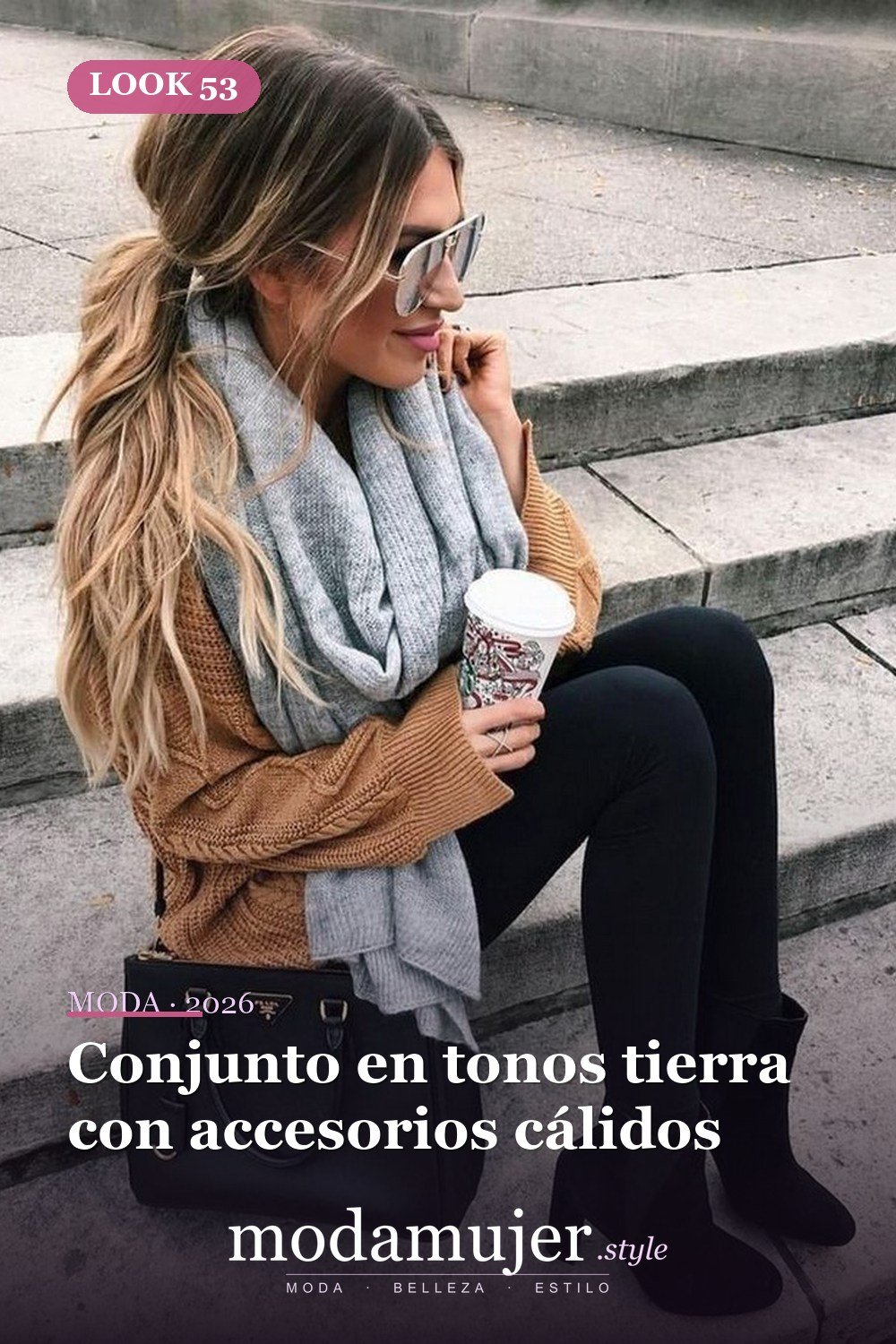 Conjunto en tonos tierra con accesorios cálidos — 60+ Las mejores ideas de trajes de invierno de trabajo que te hacen más genial