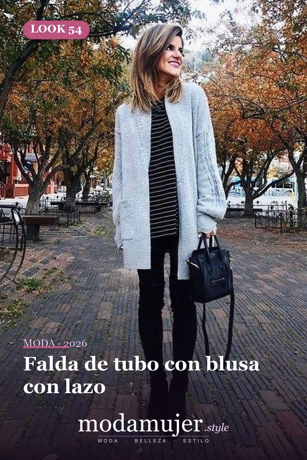 Falda de tubo con blusa con lazo — 60+ Las mejores ideas de trajes de invierno de trabajo que te hacen más genial