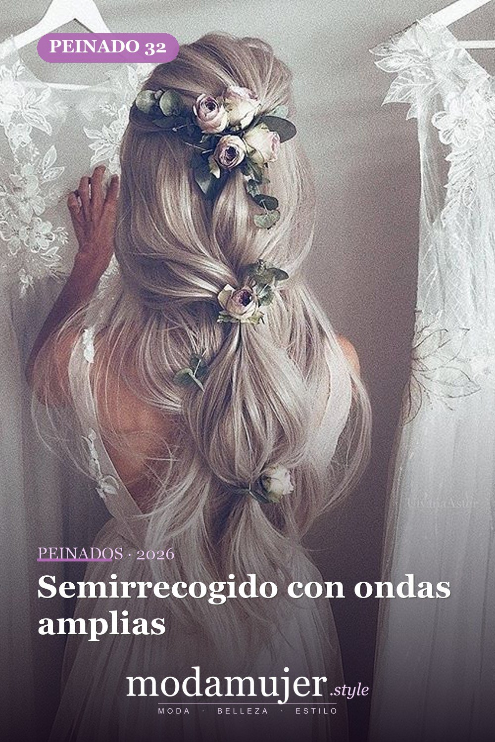 Semirrecogido con ondas amplias — 62 ideas de peinados románticos para bodas y ocasiones especiales