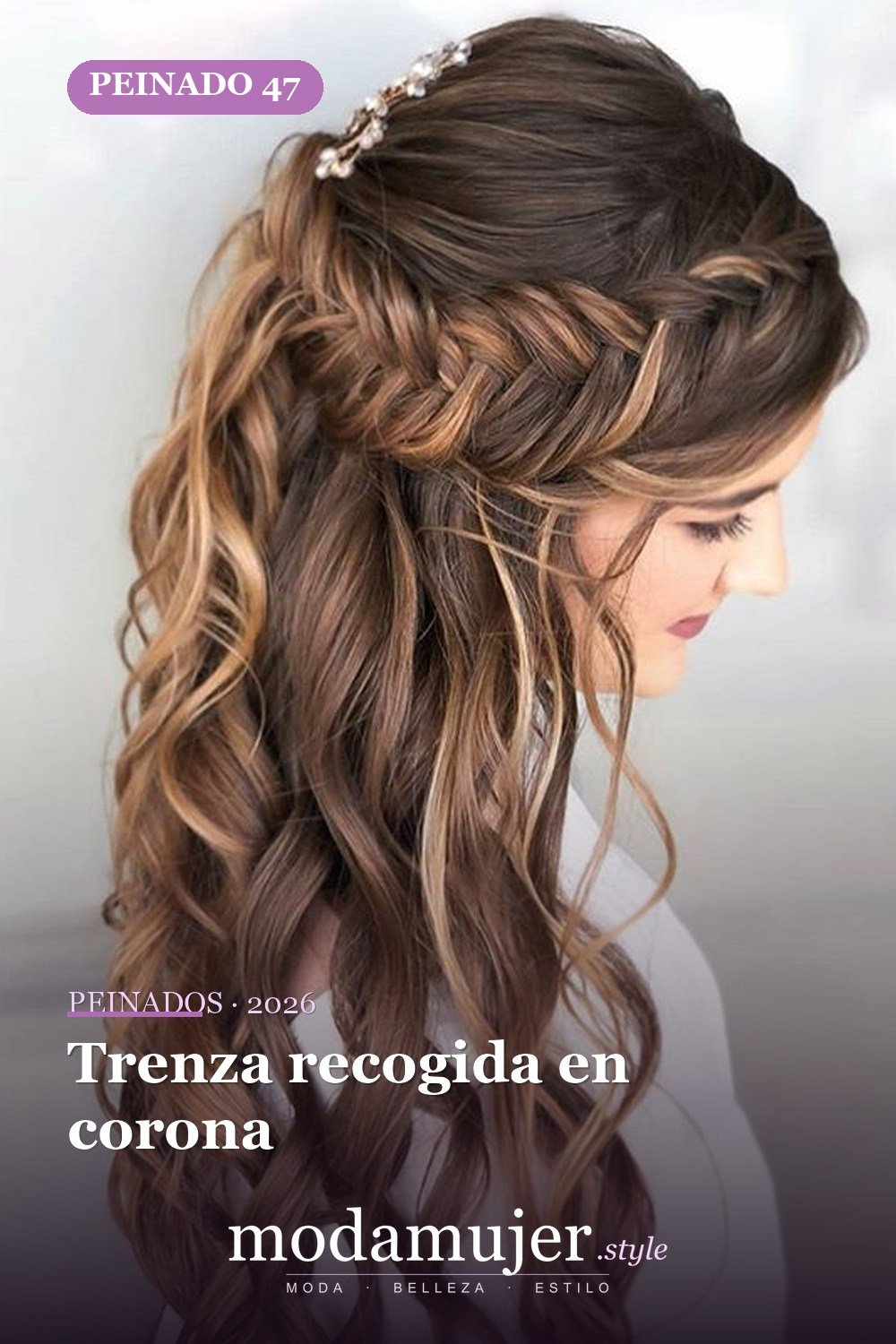 Trenza recogida en corona — 62 ideas de peinados románticos para bodas y ocasiones especiales