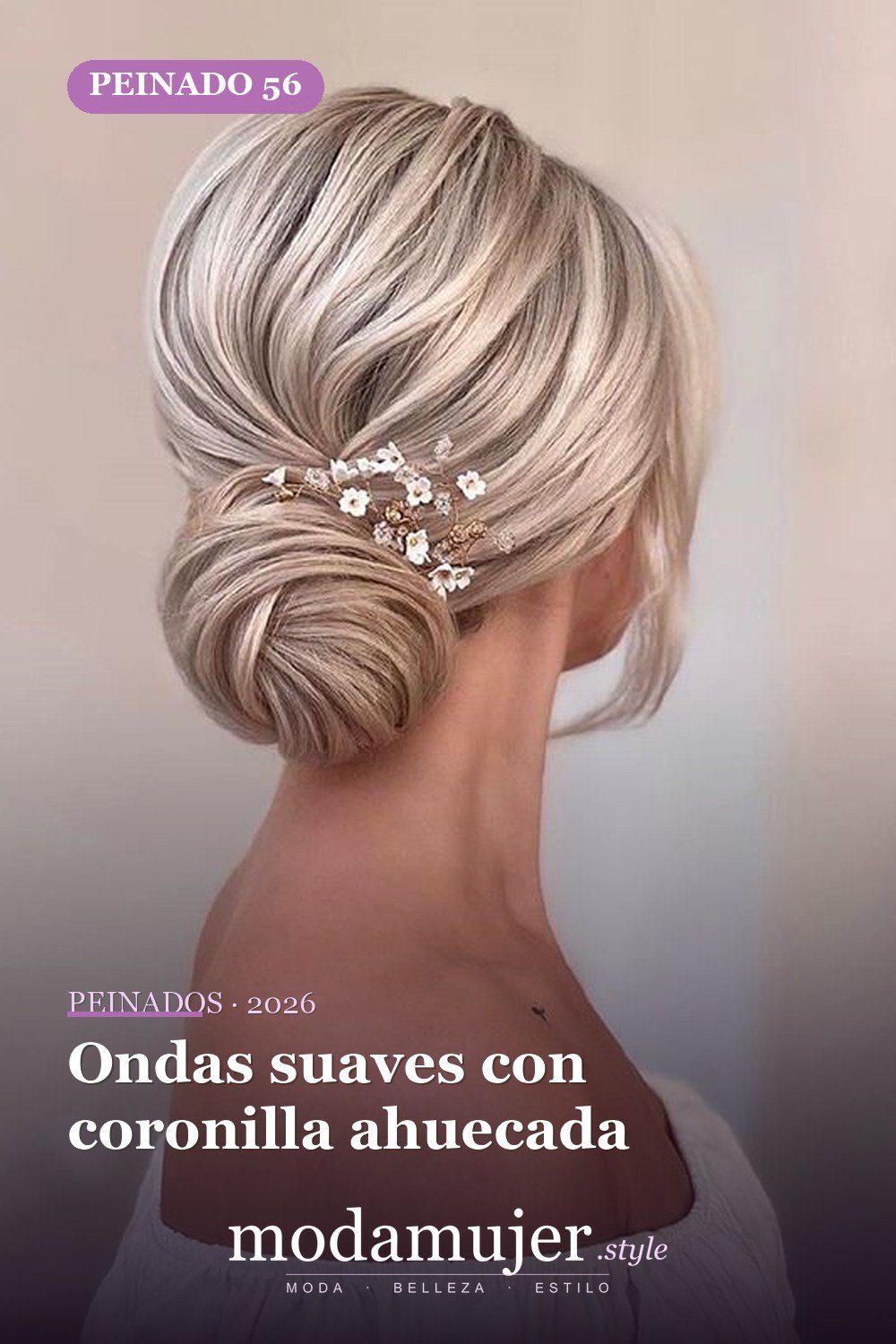 Ondas suaves con coronilla ahuecada — 62 ideas de peinados románticos para bodas y ocasiones especiales