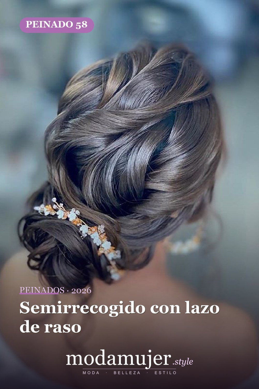 Semirrecogido con lazo de raso — 62 ideas de peinados románticos para bodas y ocasiones especiales