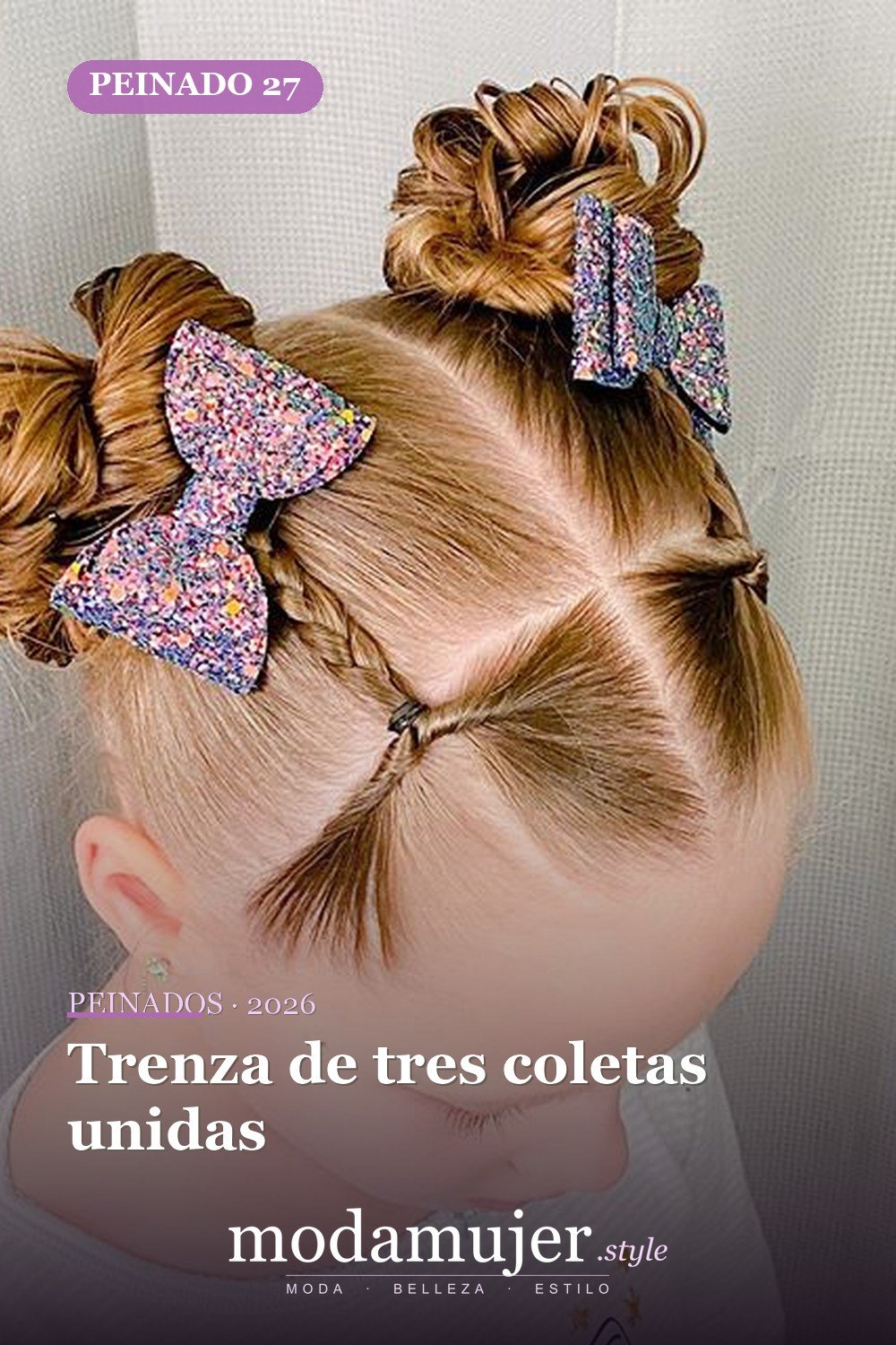 Trenza de tres coletas unidas — 64 hermosos peinados para chicas