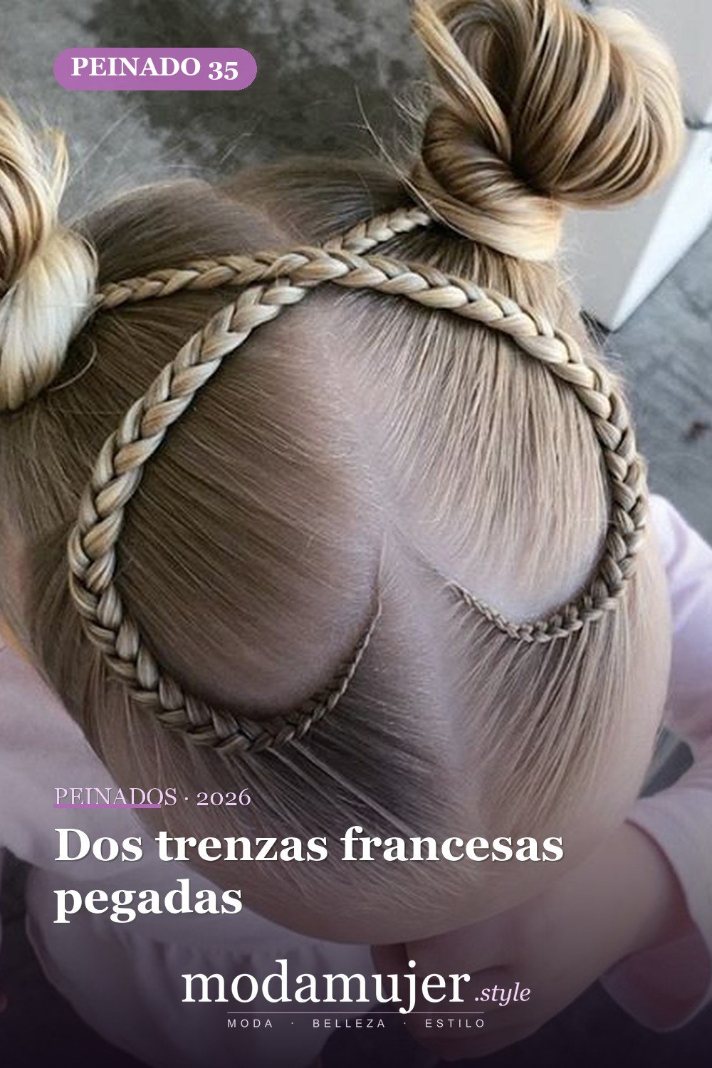 Dos trenzas francesas pegadas — 64 hermosos peinados para chicas