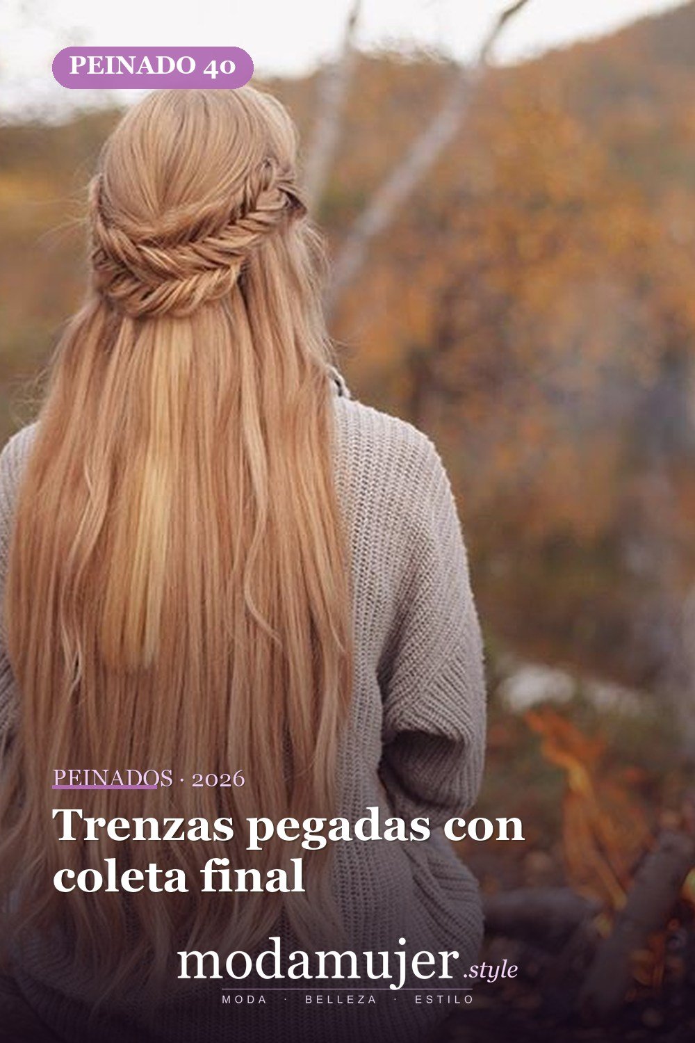 Trenzas pegadas con coleta final — 64 hermosos peinados para chicas