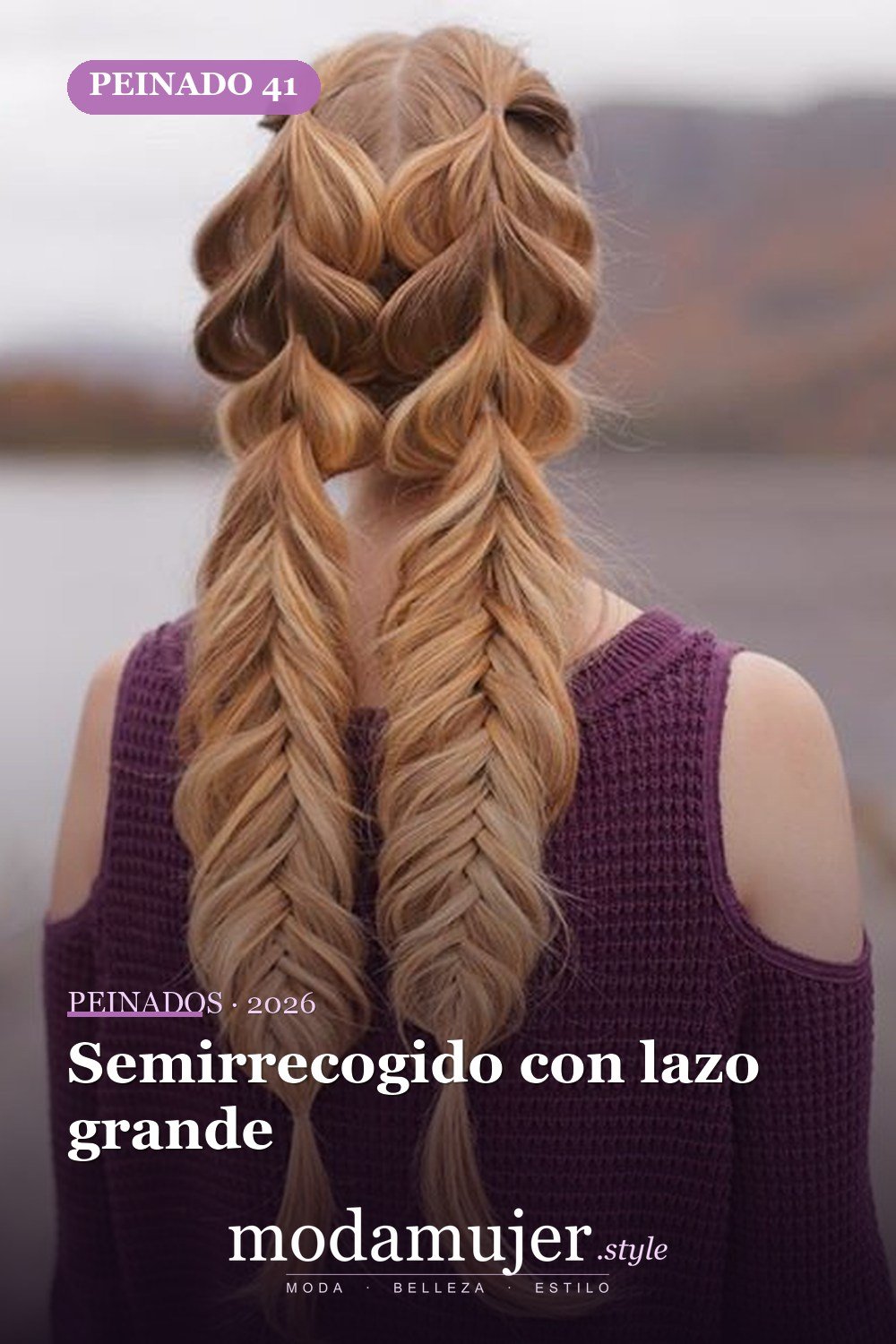 Semirrecogido con lazo grande — 64 hermosos peinados para chicas