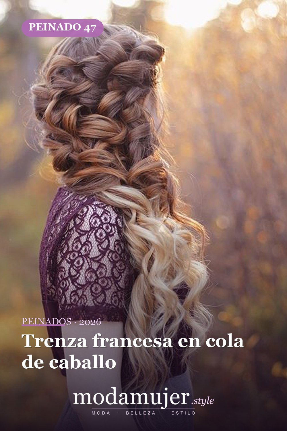 Trenza francesa en cola de caballo — 64 hermosos peinados para chicas